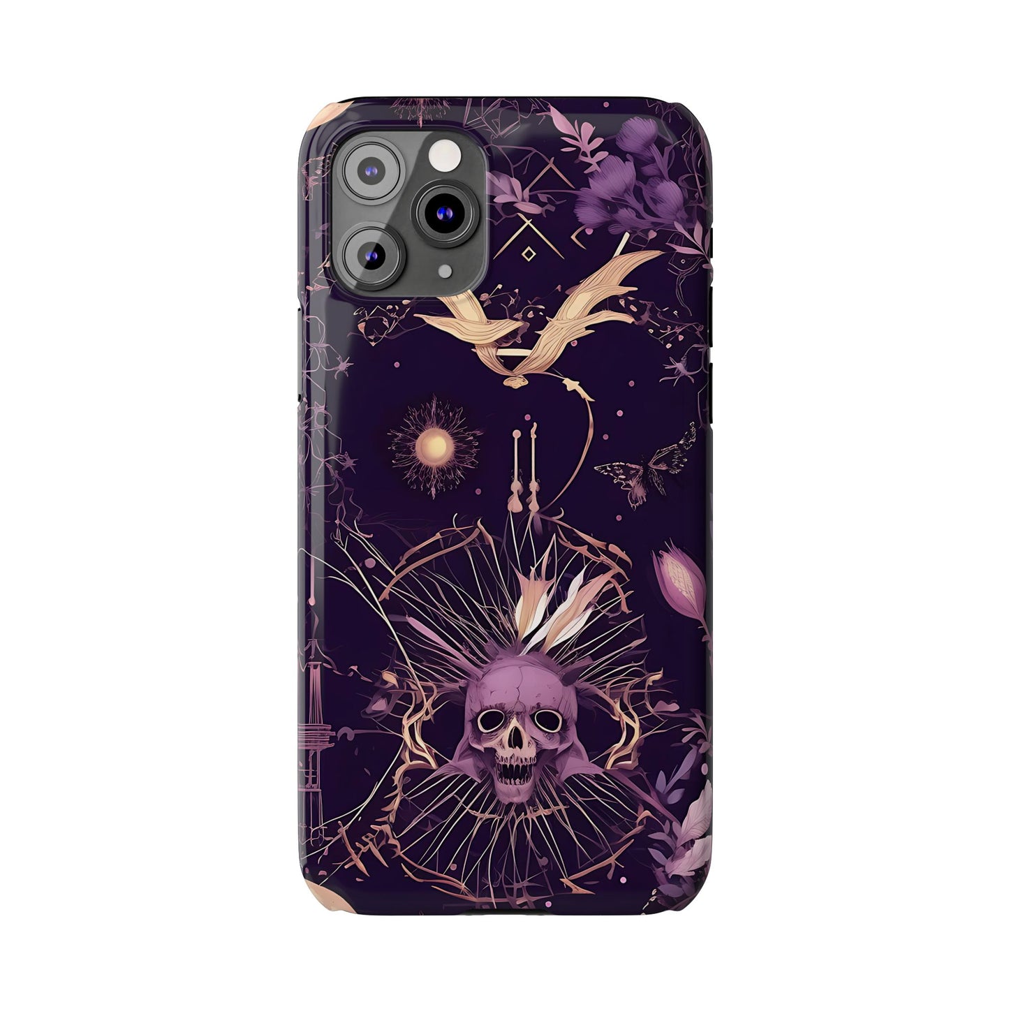 Gothic Floral Slim Phone Cases, Ghostly Style Mobile Cover, Dark Aesthetic Gift, Unique Protective Case, Perfect for Halloween