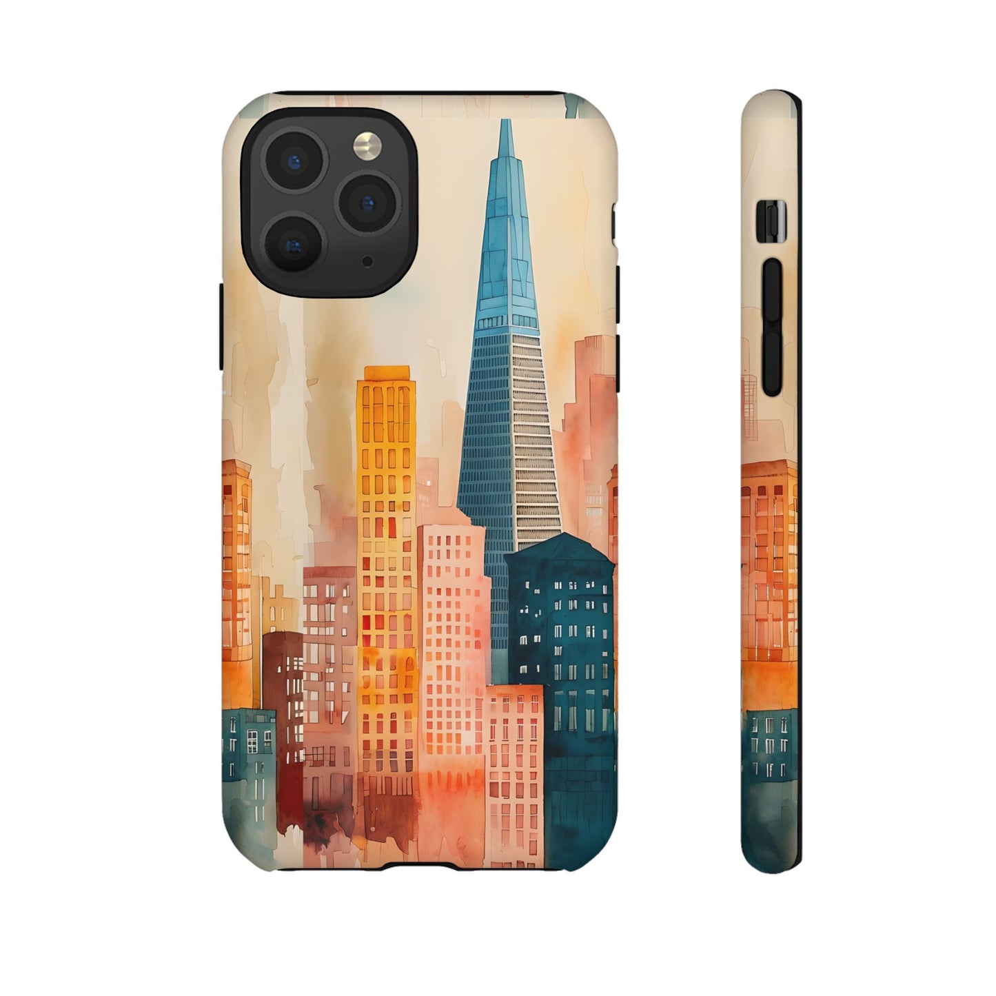 San Francisco Cityscape Tough Phone Case - Tropical Skyline Aesthetic, Sunset Beach Urban Art, Compatible with iPhone, Galaxy, and Google