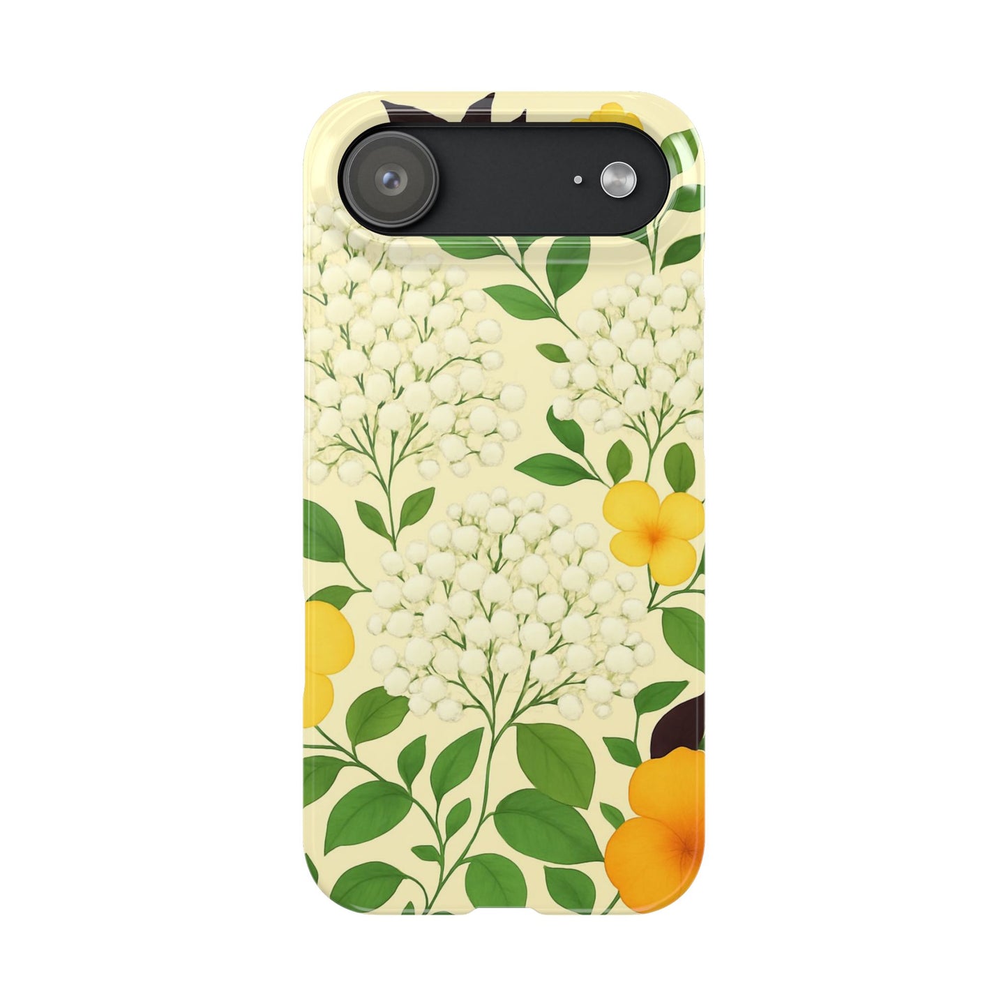 Delicate Floral Print Phone Case, Autumn Botanical Slim Phone Case, Aesthetic Flower Phone Cover Compatible with iPhone, Galaxy, Google