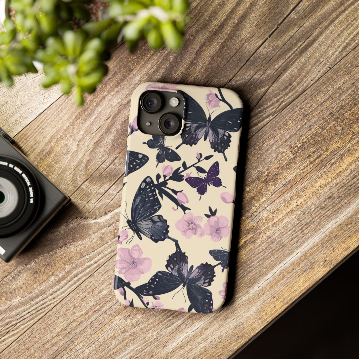 Butterfly Floral Slim Phone Cases, Elegant Butterfly Design, Nature Lover Gift, Phone Accessory, Stylish Cases for Women