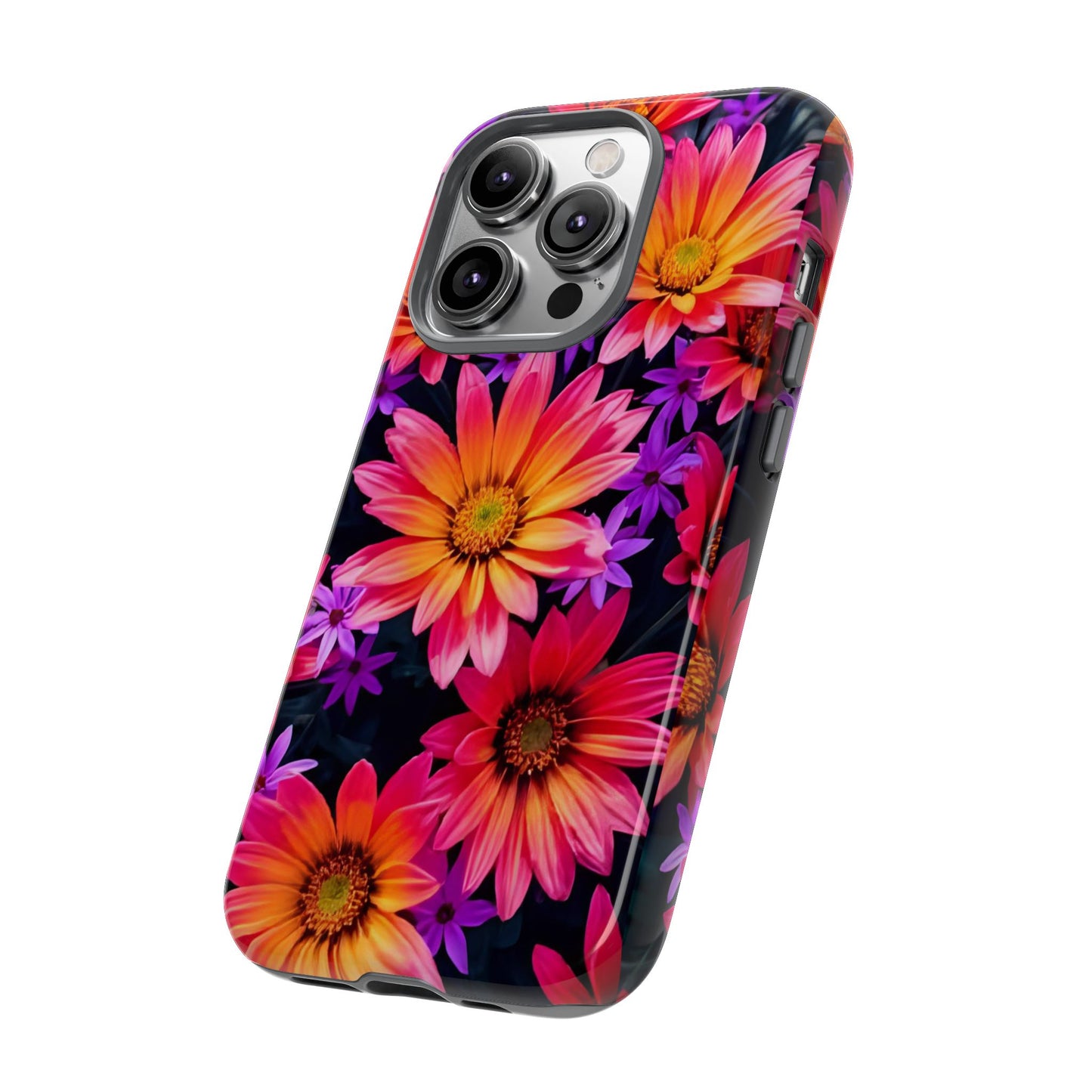 Bold Garden Flower Tough Phone Case - Colorful Floral Print, Bright Botanical Aesthetic, Compatible with iPhone, Galaxy, and Google Phones