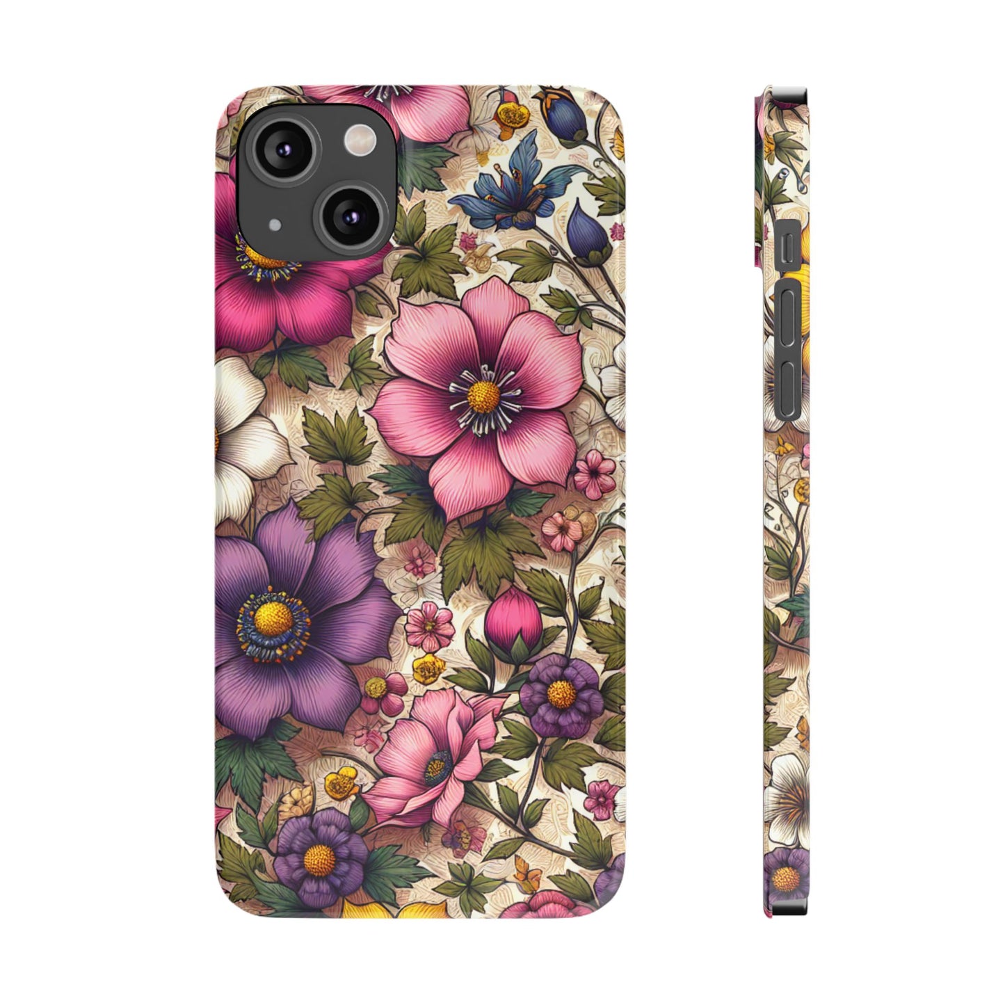 Floral Slim Phone Case - Vibrant Flower Design, Unique Floral iPhone Cover, Flower Phone Case, Gift for Her, Stylish Accessories