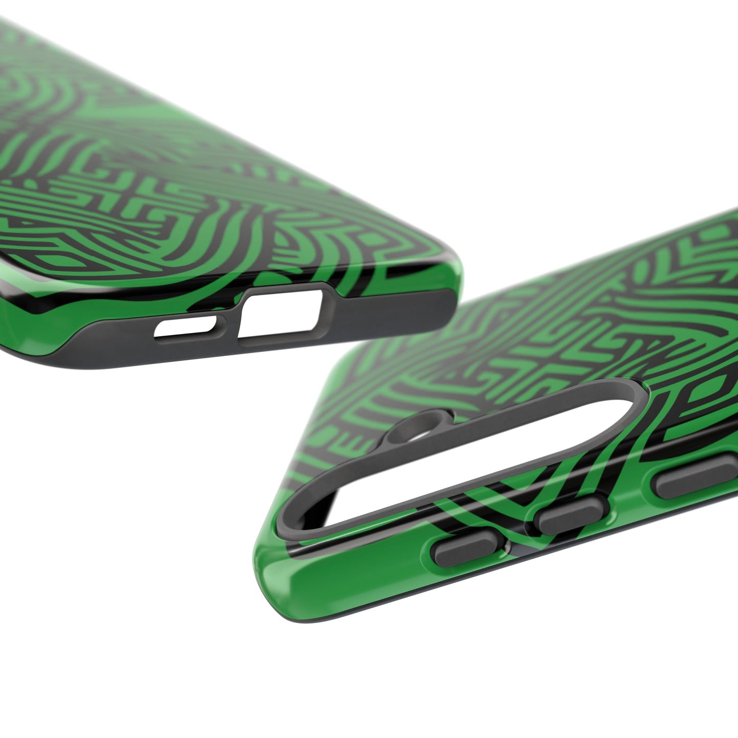 Tough Case Celtic Knot Green and Black Pattern Phone Cover Compatible with iPhone 17, 16, 15, 14, 13, Galaxy, Google, Irish Heritage Design