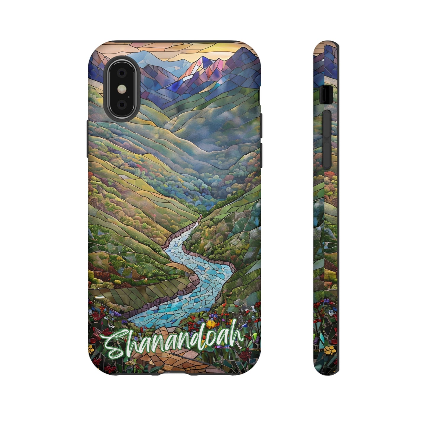 Shenandoah Mosaic Tough Phone Case - Blue Ridge Mountain Art, Scenic Forest Aesthetic, Compatible with iPhone, Galaxy, and Google Phones