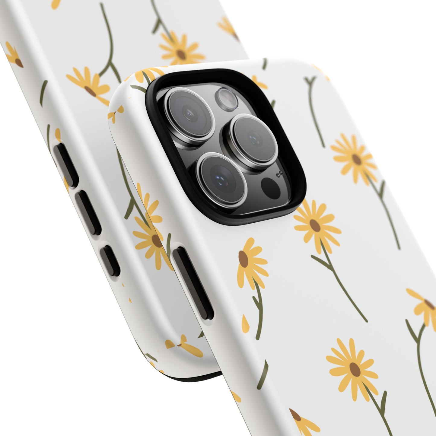 Sunflower Floral Tough Phone Case - Minimal Daisy-Inspired Print, Simple Botanical Aesthetic, Compatible with iPhone, Galaxy, and Google