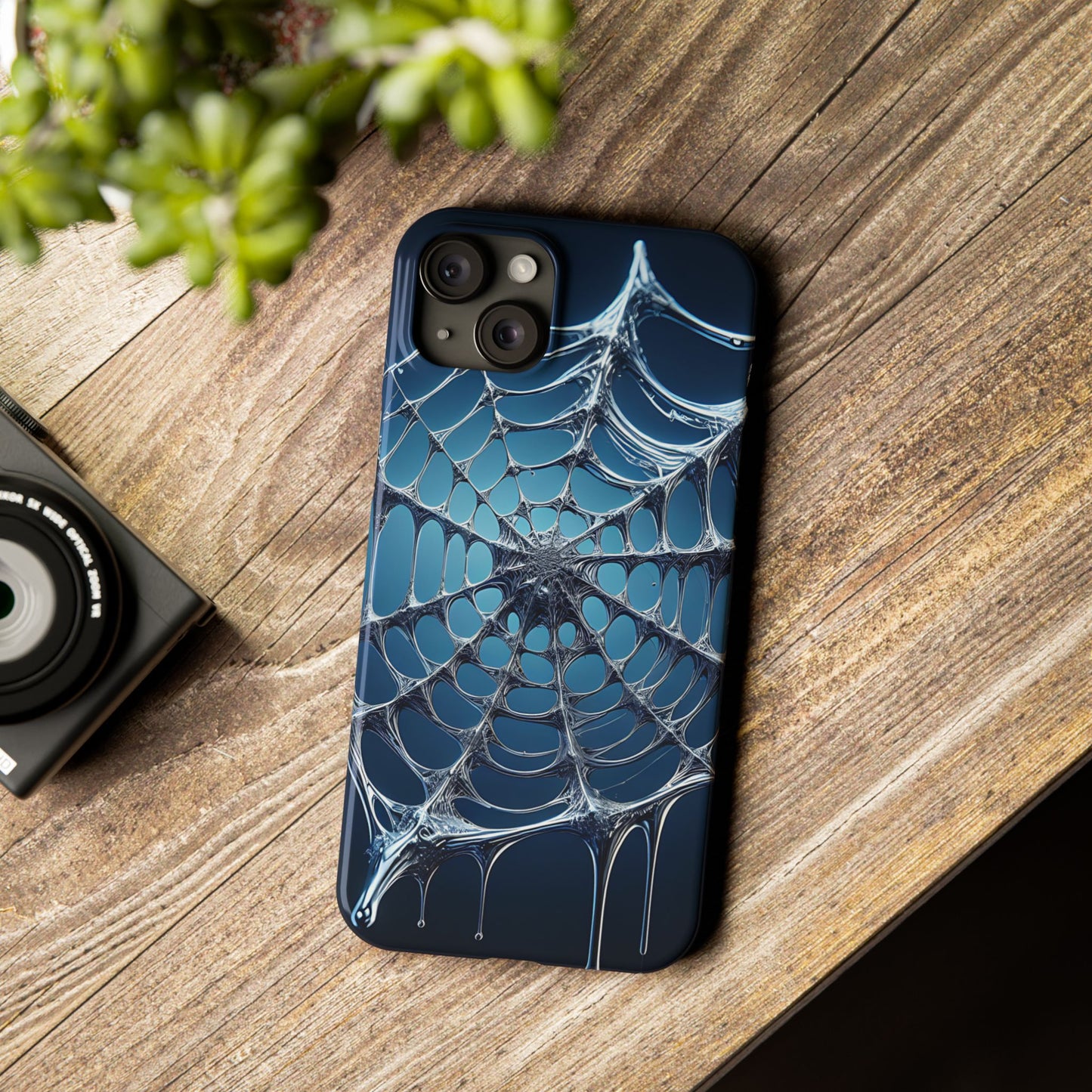 Spider Web Slim Phone Case - Artistic Design for Halloween, Unique Gift, Phone Accessories, Trendy Tech Style, Eco-Friendly Case
