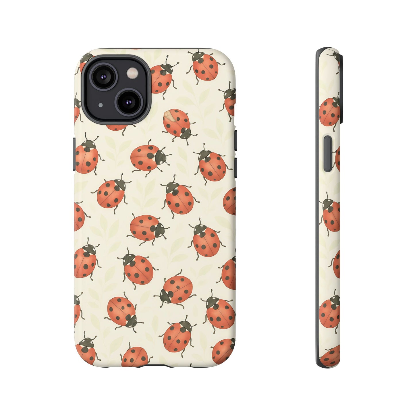 Ladybug Tough Phone Case - Cute Insect Aesthetic, Nature-Inspired Pattern Art, Compatible with iPhone, Galaxy, and Google Phones