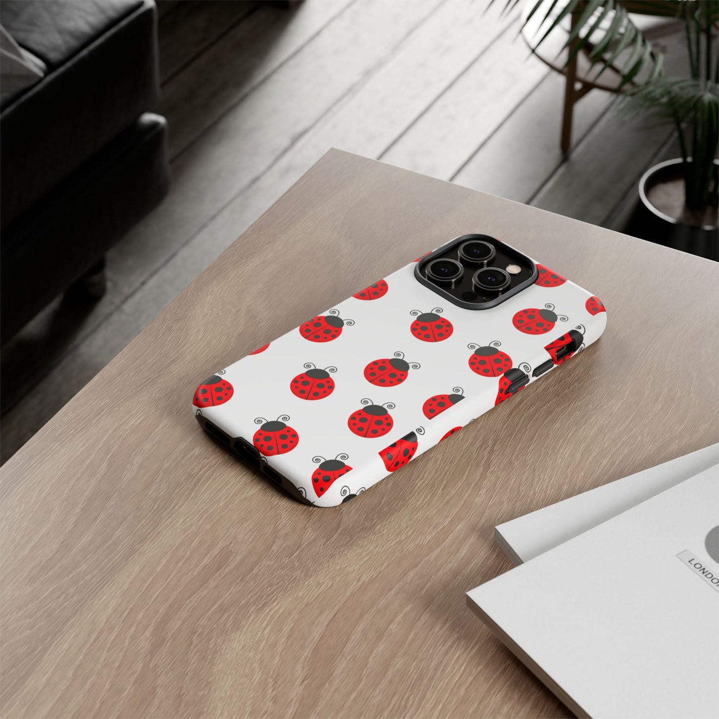 Ladybug Tough Phone Case - Cute Insect Aesthetic, Nature-Inspired Pattern Art, Compatible with iPhone, Galaxy, and Google Phones