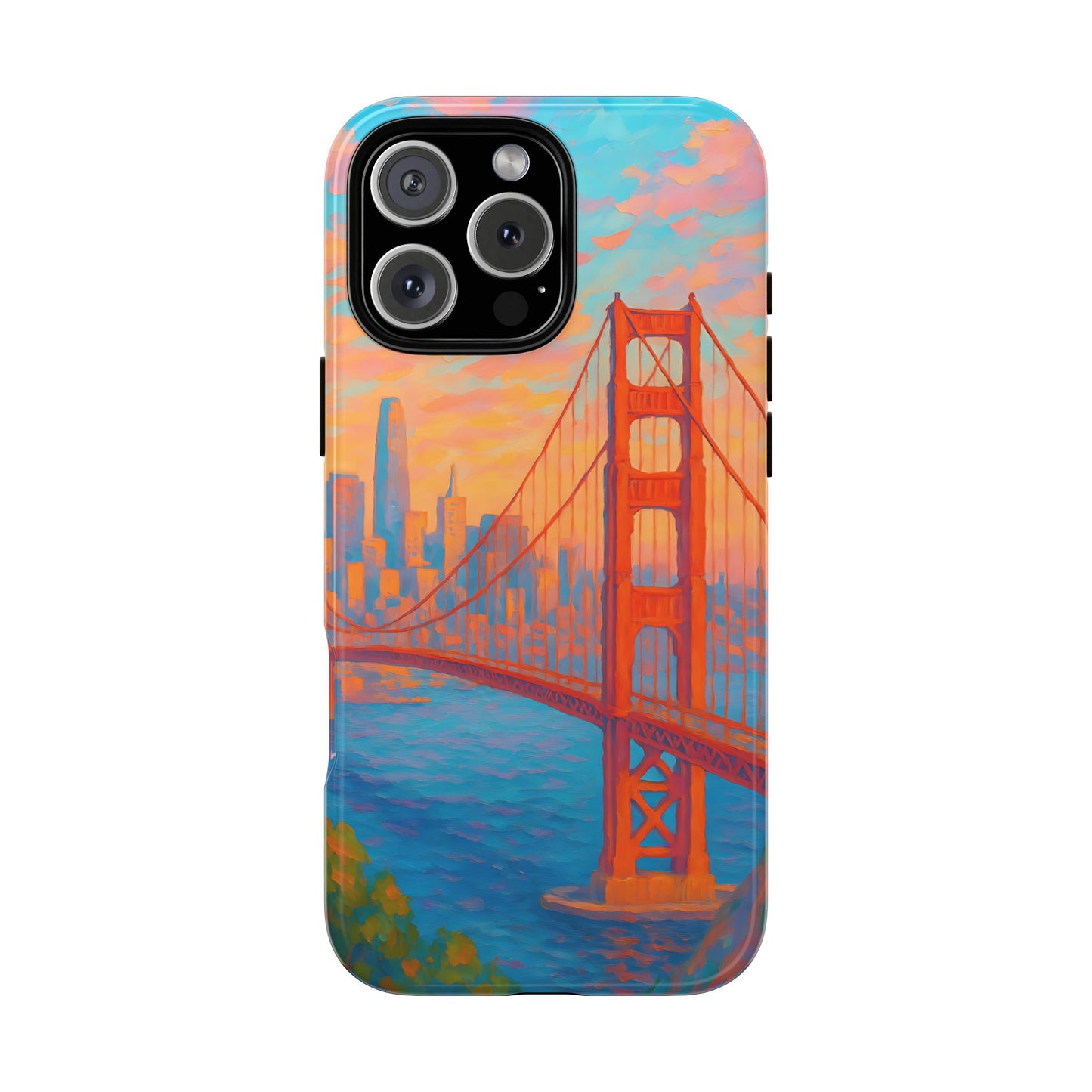 Cityscape Tough Phone Case, San Francisco Skyline Phone Cover, Sunset Glow Design Compatible with iPhone, Galaxy & Google