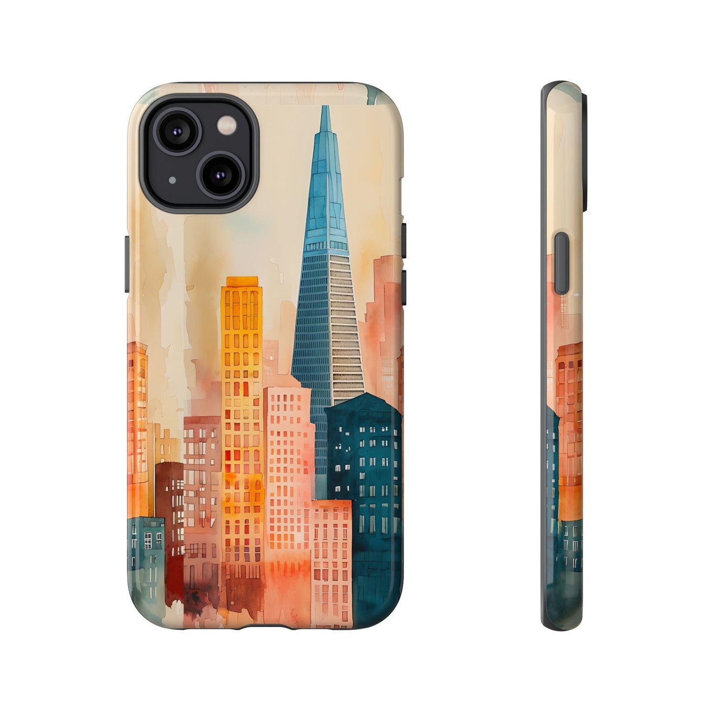 San Francisco Cityscape Tough Phone Case - Tropical Skyline Aesthetic, Sunset Beach Urban Art, Compatible with iPhone, Galaxy, and Google