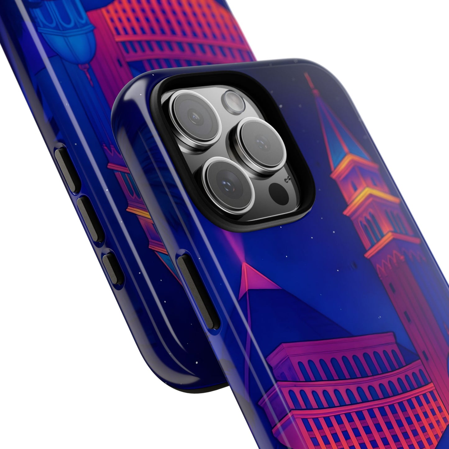 Cityscape Tough Phone Case, Las Vegas Strip Skyline Phone Cover, Neon Night Design, Compatible with iPhone, Galaxy & Google