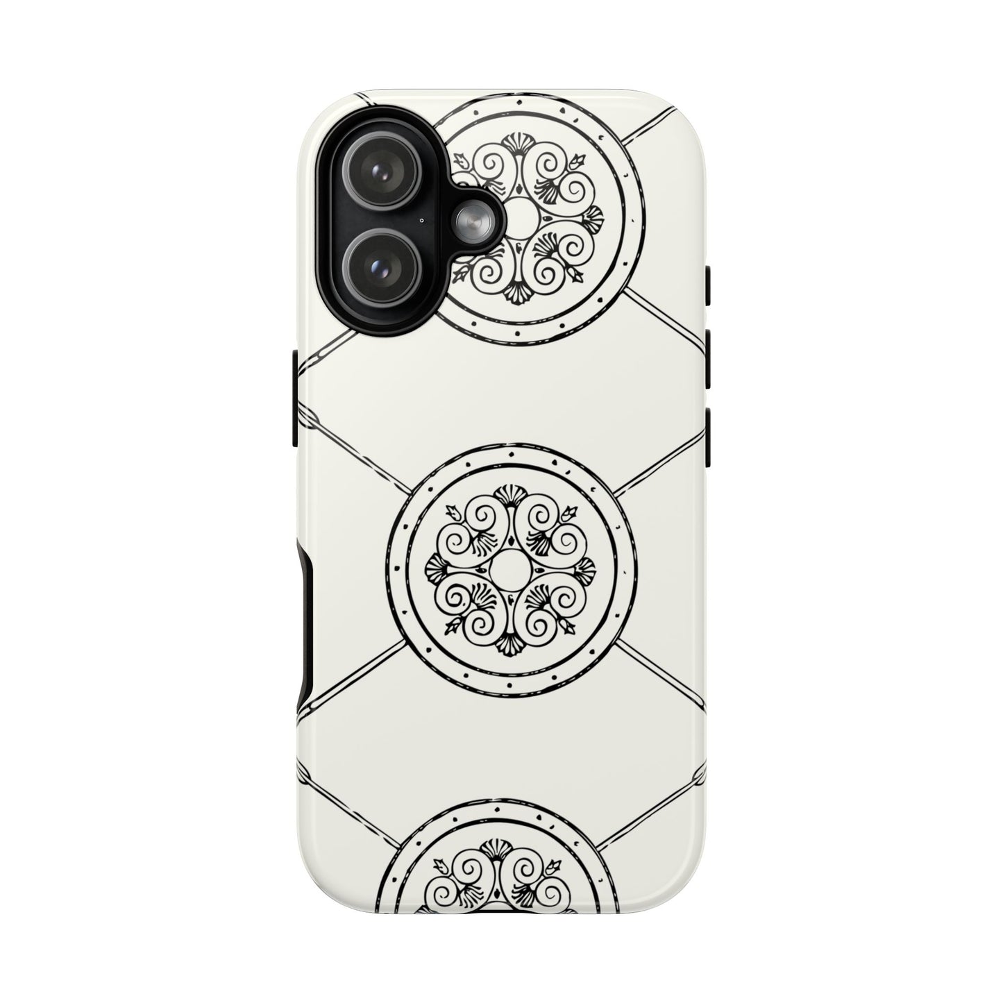 Tough Case Celtic Pattern White and Black Design Phone Cover Compatible with iPhone 17, 16, 15, 14, 13, Galaxy, Google, Irish Heritage Art