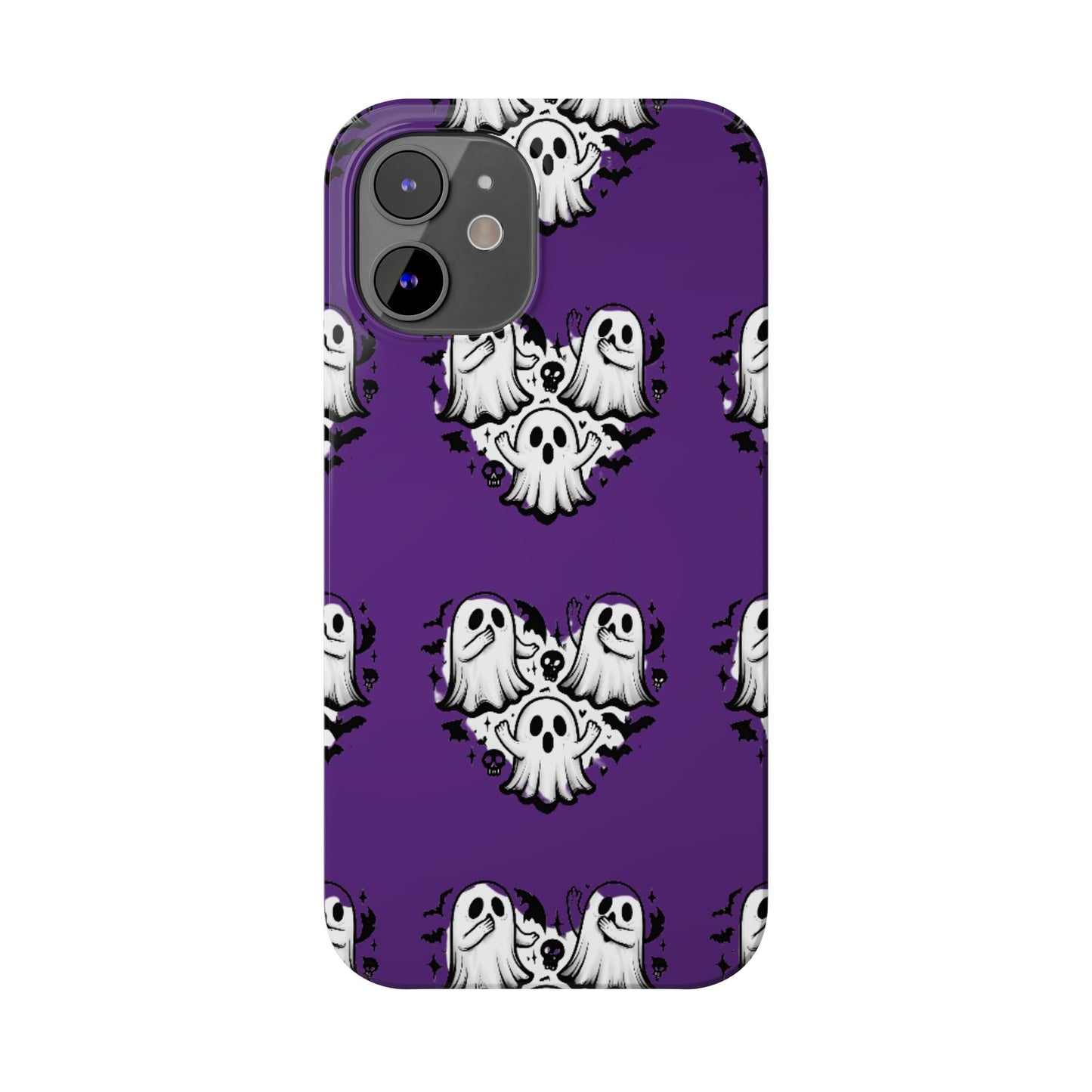 Cute Ghost Heart Slim Phone Case, Creepy Cute Spooky Heart Print, Goth Coquette Aesthetic Spooky Accessories, Halloween Gift Case