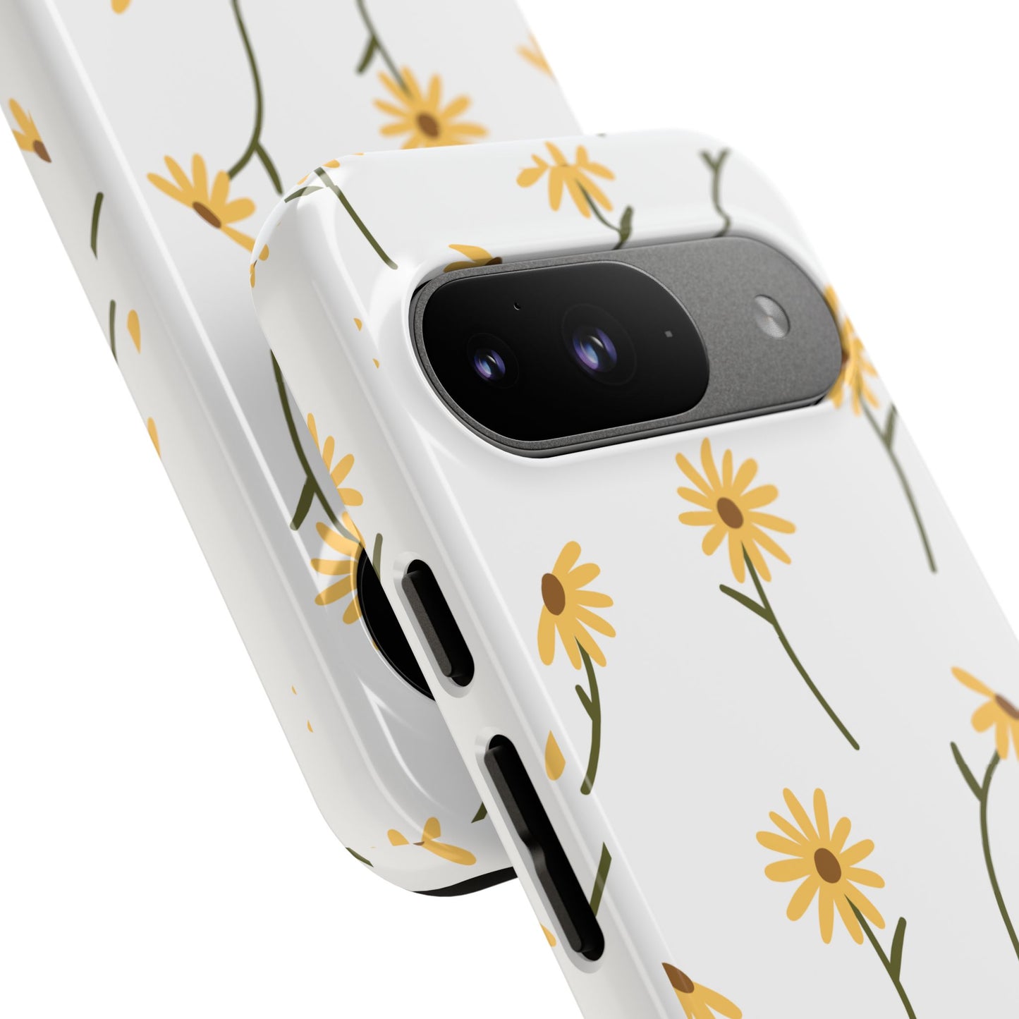 Sunflower Floral Tough Phone Case - Minimal Daisy-Inspired Print, Simple Botanical Aesthetic, Compatible with iPhone, Galaxy, and Google