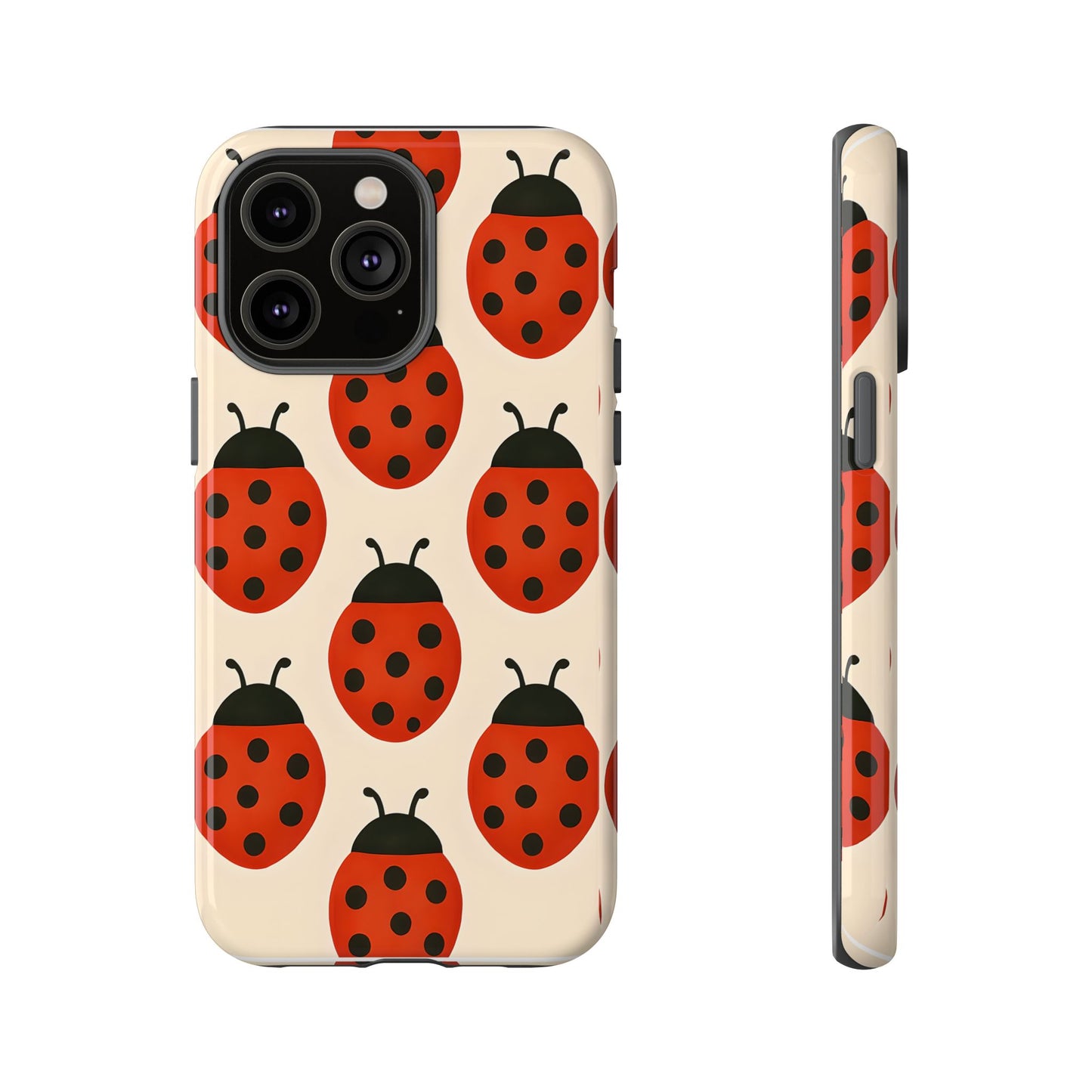 Cute Ladybug Tough Phone Case - Red and Black Insect Pattern, Nature-Inspired Design, Compatible with iPhone, Galaxy, and Google Phones