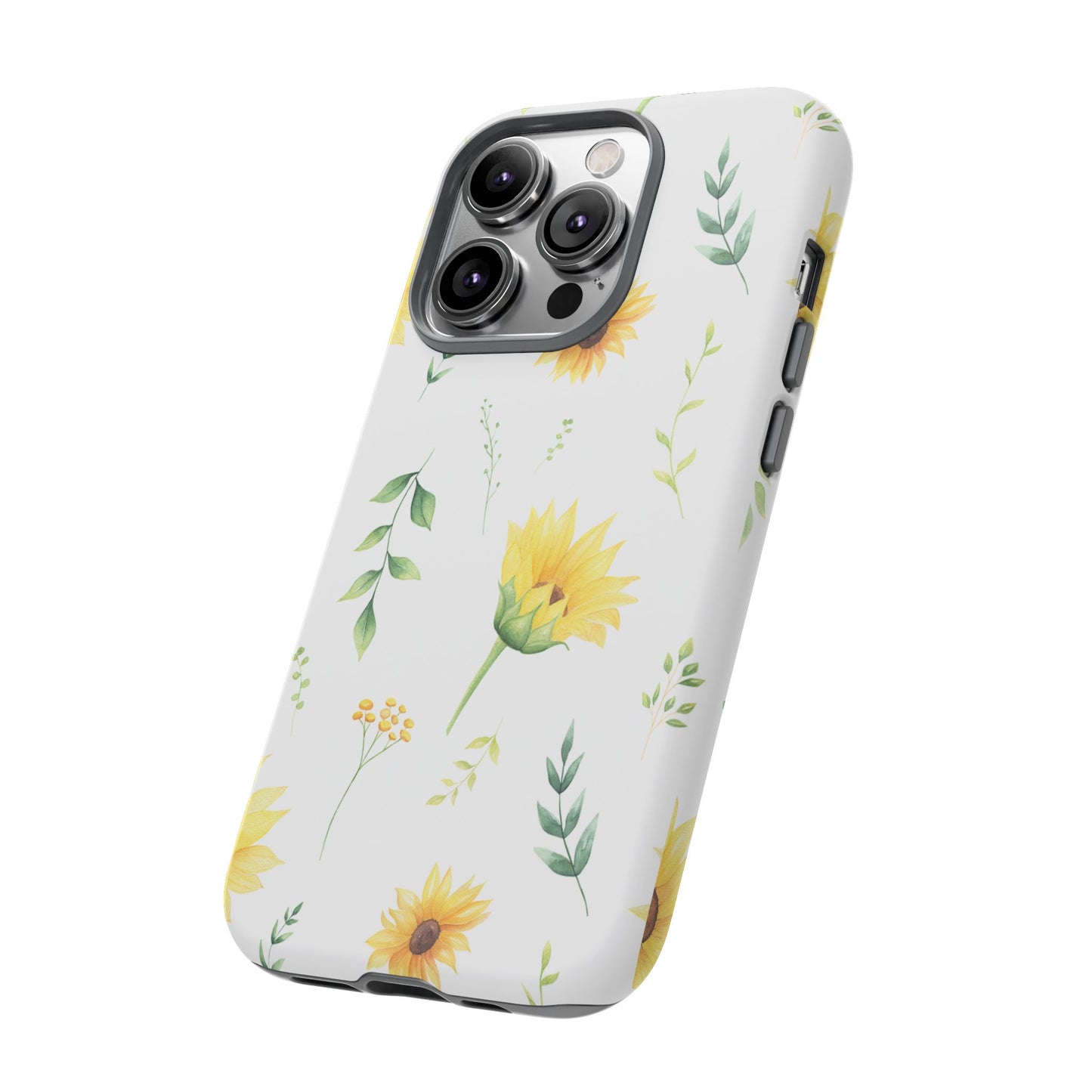 Sunflower Floral Tough Phone Case - Watercolor Botanical Print, Bright Nature Aesthetic, Compatible with iPhone, Galaxy, and Google Phones