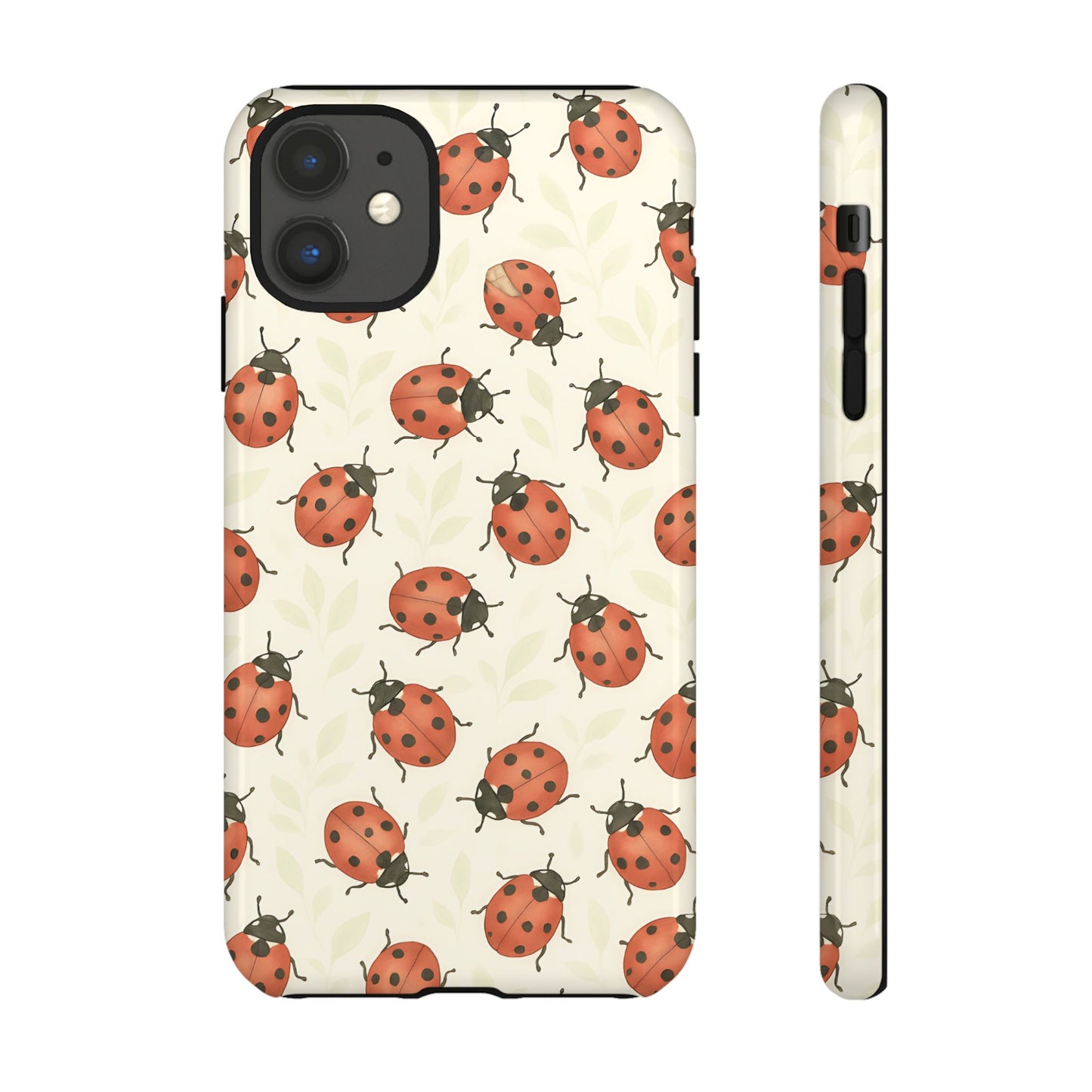 Ladybug Tough Phone Case - Cute Insect Aesthetic, Nature-Inspired Pattern Art, Compatible with iPhone, Galaxy, and Google Phones