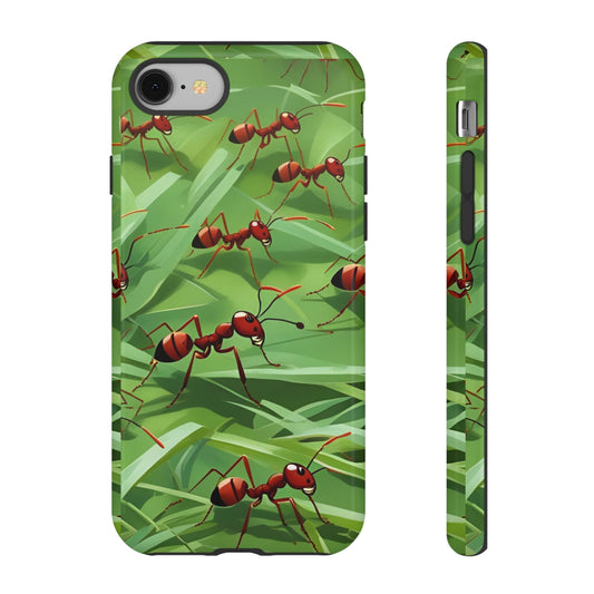 Marching Ant Pattern Tough Phone Case - Realistic Insect Art, Minimalist Nature Aesthetic, Compatible with iPhone, Galaxy, and Google Phones