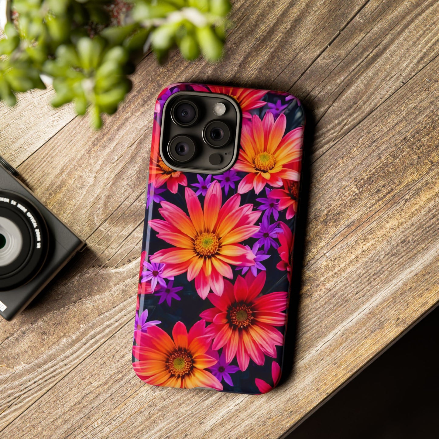 Bold Garden Flower Tough Phone Case - Colorful Floral Print, Bright Botanical Aesthetic, Compatible with iPhone, Galaxy, and Google Phones