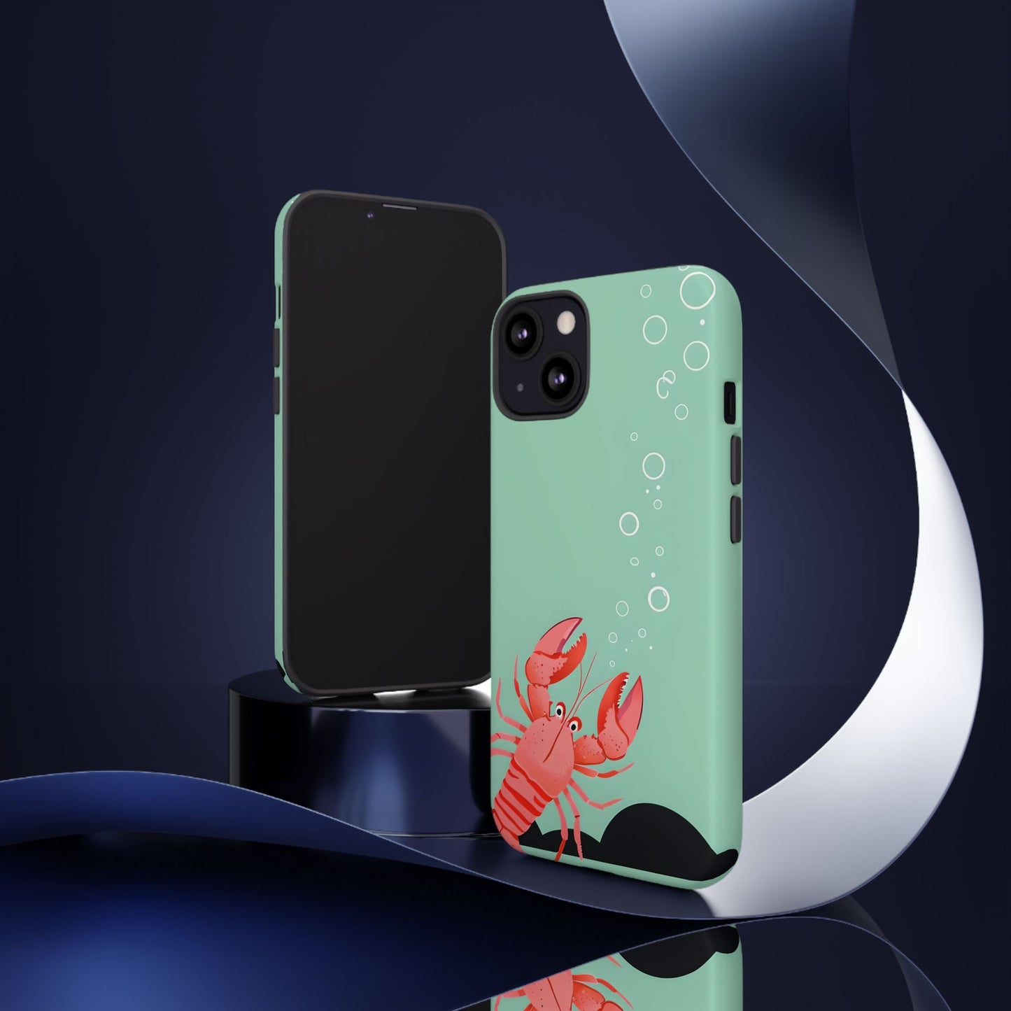 Whimsical Lobster Phone Case - Funny Sea Creature Tough Case Gift - Sea Foam Green Ocean Design - Compatible with iPhone Galaxy Google