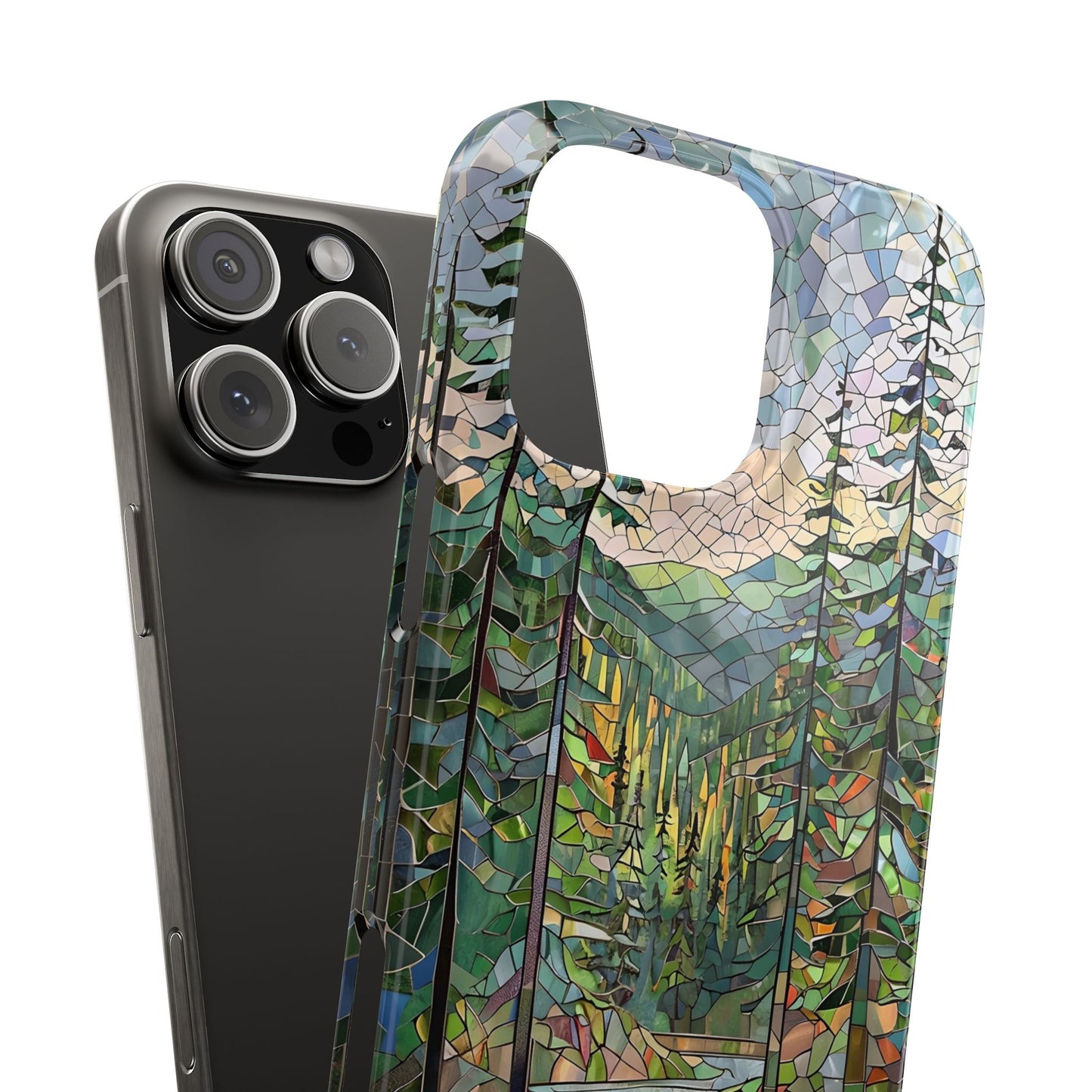 Olympic National Park Slim Phone Case, Mosaic Scenic Landscape Cover, Compatible with iPhone, Galaxy and Pixel