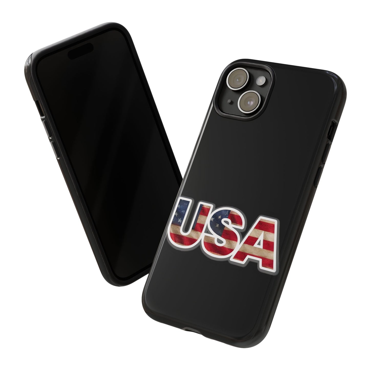 USA Tough Phone Case, Patriotic USA Flag Lettering Cover, compatible with iPhone 17, 16, 15, 14, 13, Galaxy, Google