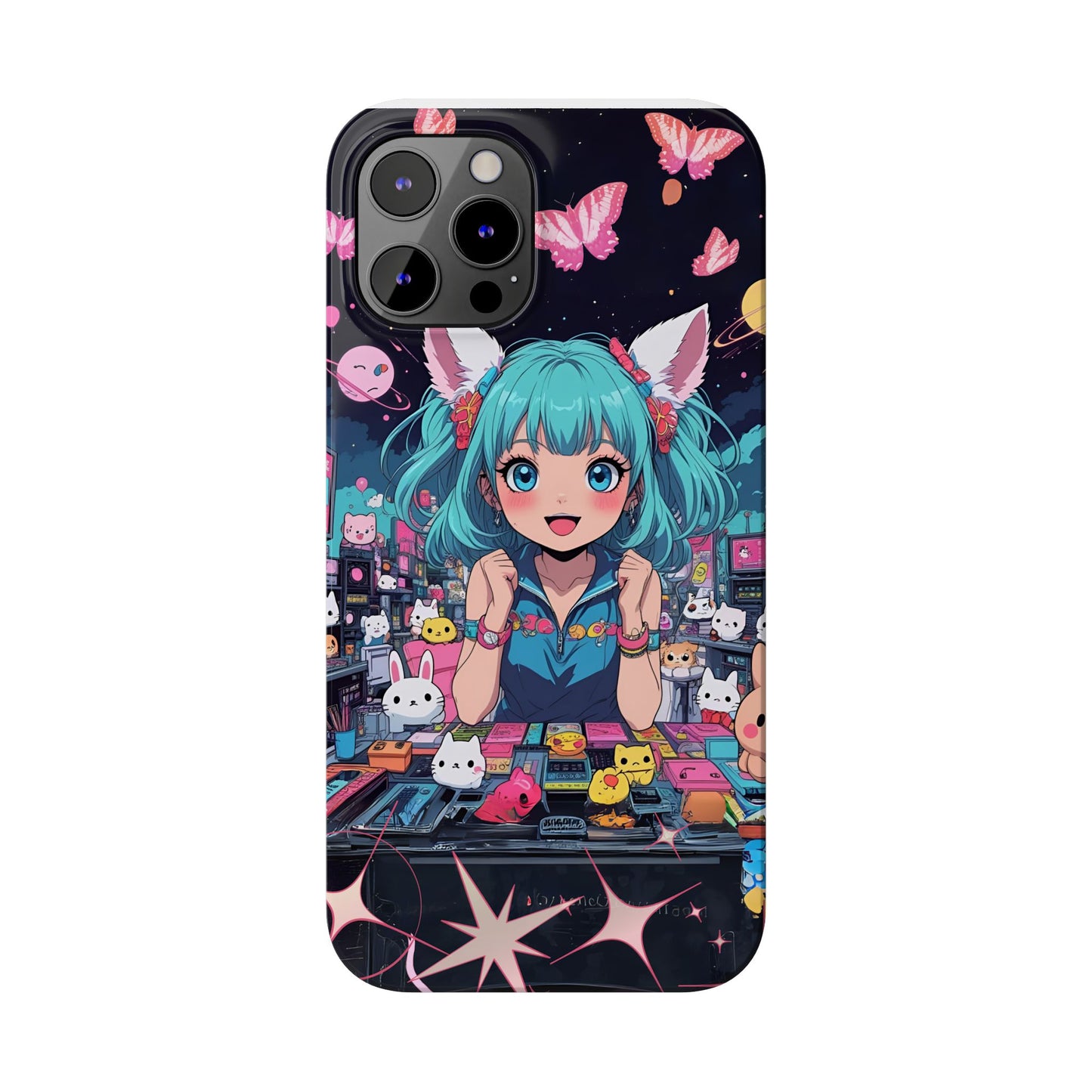 Y2K Anime Girl Slim Phone Case, Kawaii Vaporwave Style, Cute Maximalist Aesthetic, Anime Design, Slim Protection, Aesthetic Accessory