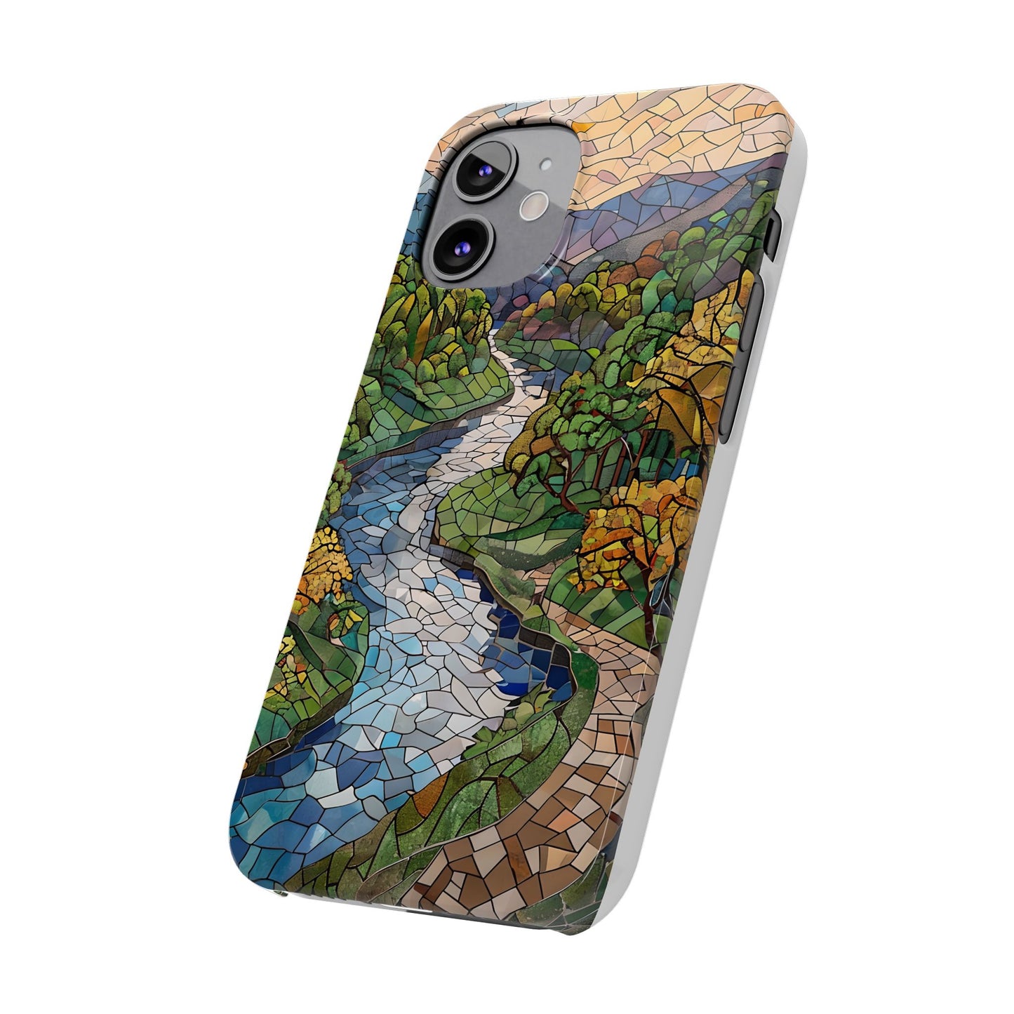 Cuyahoga Valley Mosaic Slim Phone Case, Midwest Forest Art, Scenic Nature Aesthetic, Unique Gift for Nature Lovers