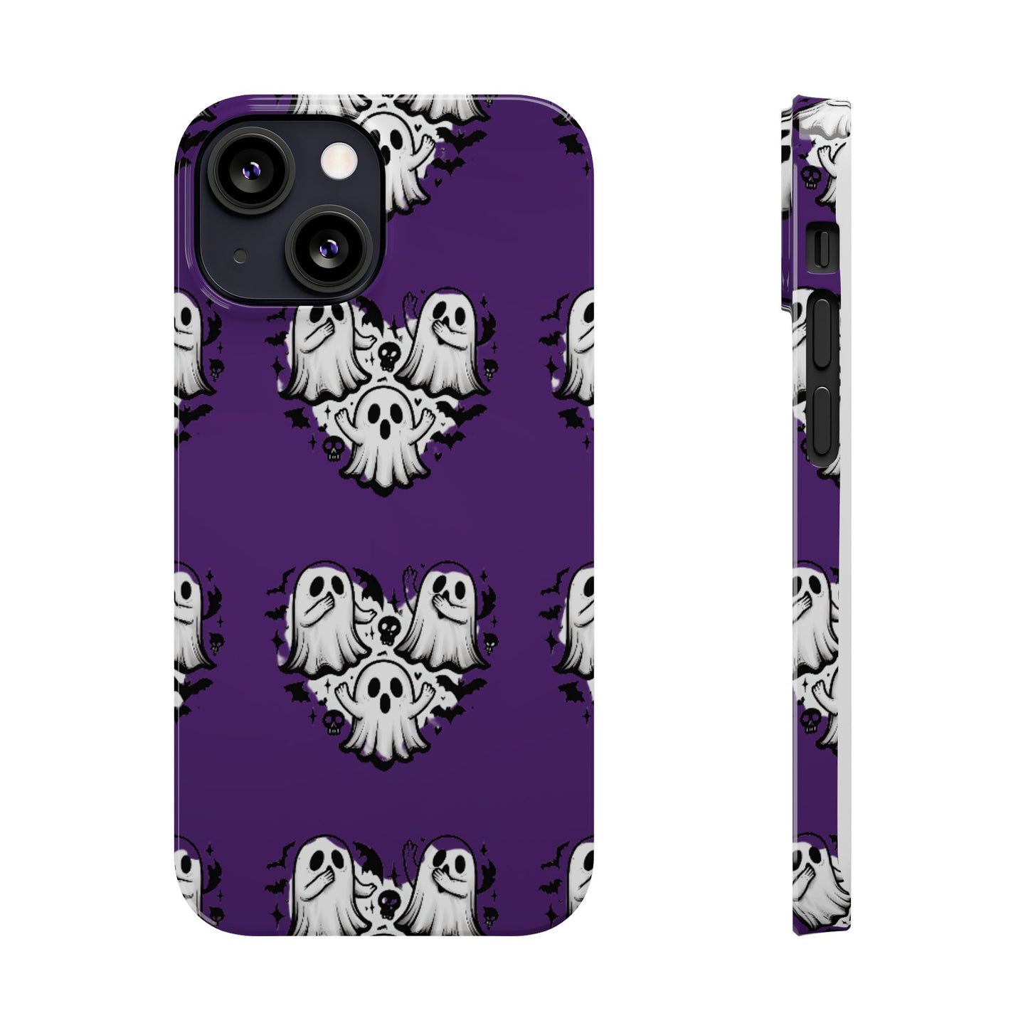 Cute Ghost Heart Slim Phone Case, Creepy Cute Spooky Heart Print, Goth Coquette Aesthetic Spooky Accessories, Halloween Gift Case