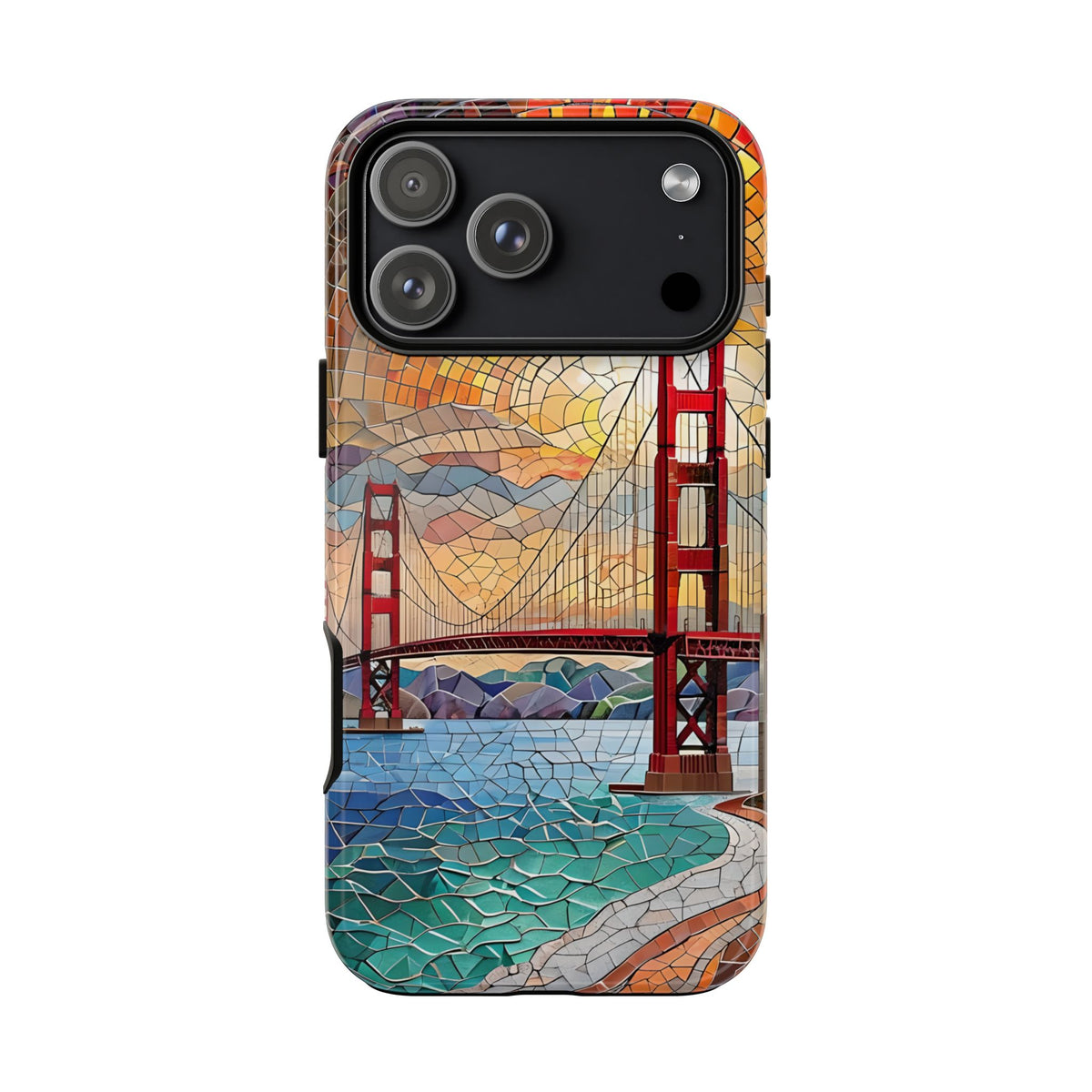 Cityscape Tough Phone Case, San Francisco Skyline Phone Cover, Sunset Glow Design Compatible with iPhone, Galaxy & Google