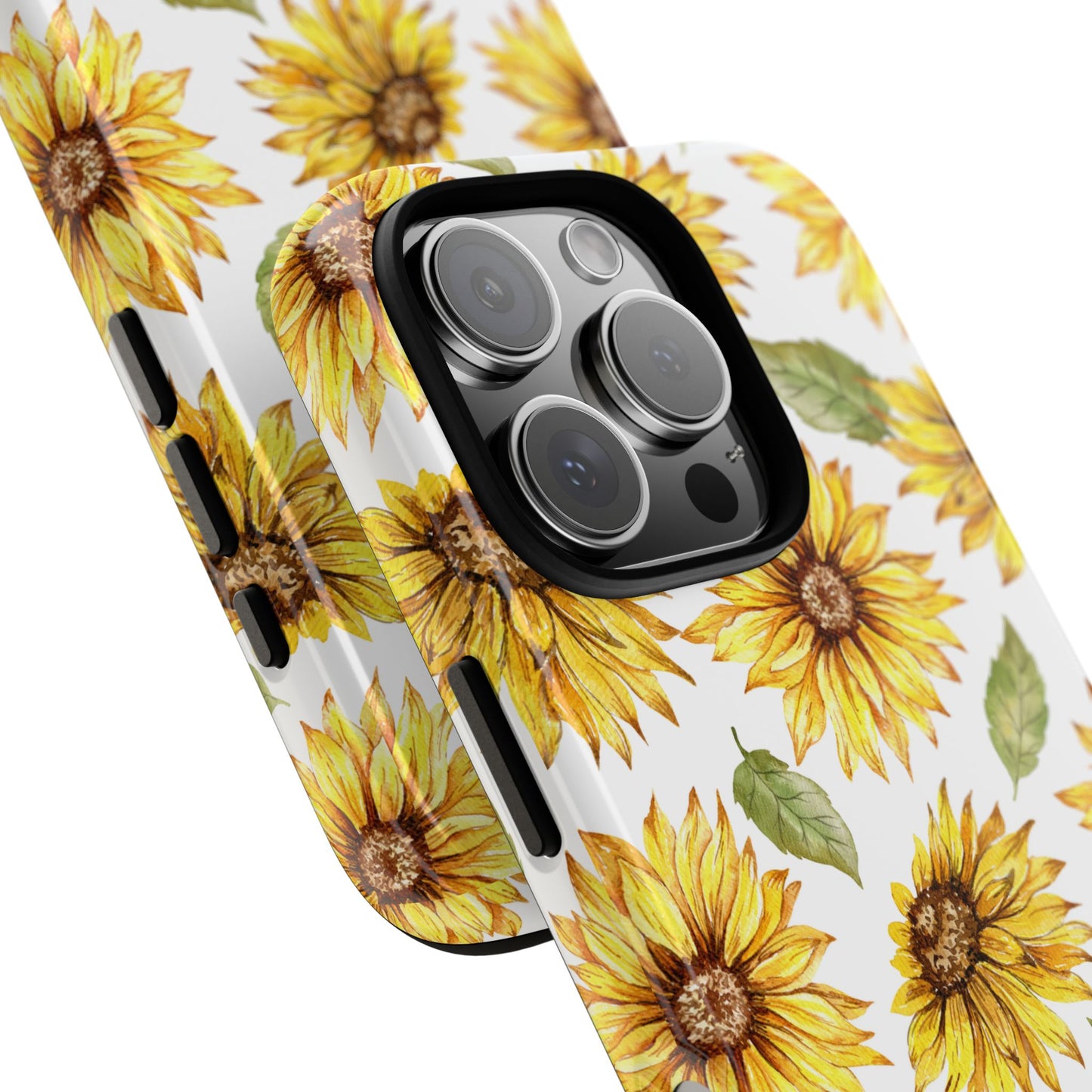 Sunflower Floral Tough Phone Case - Watercolor Botanical Print, Bright Nature Aesthetic, Compatible with iPhone, Galaxy, and Google Phones