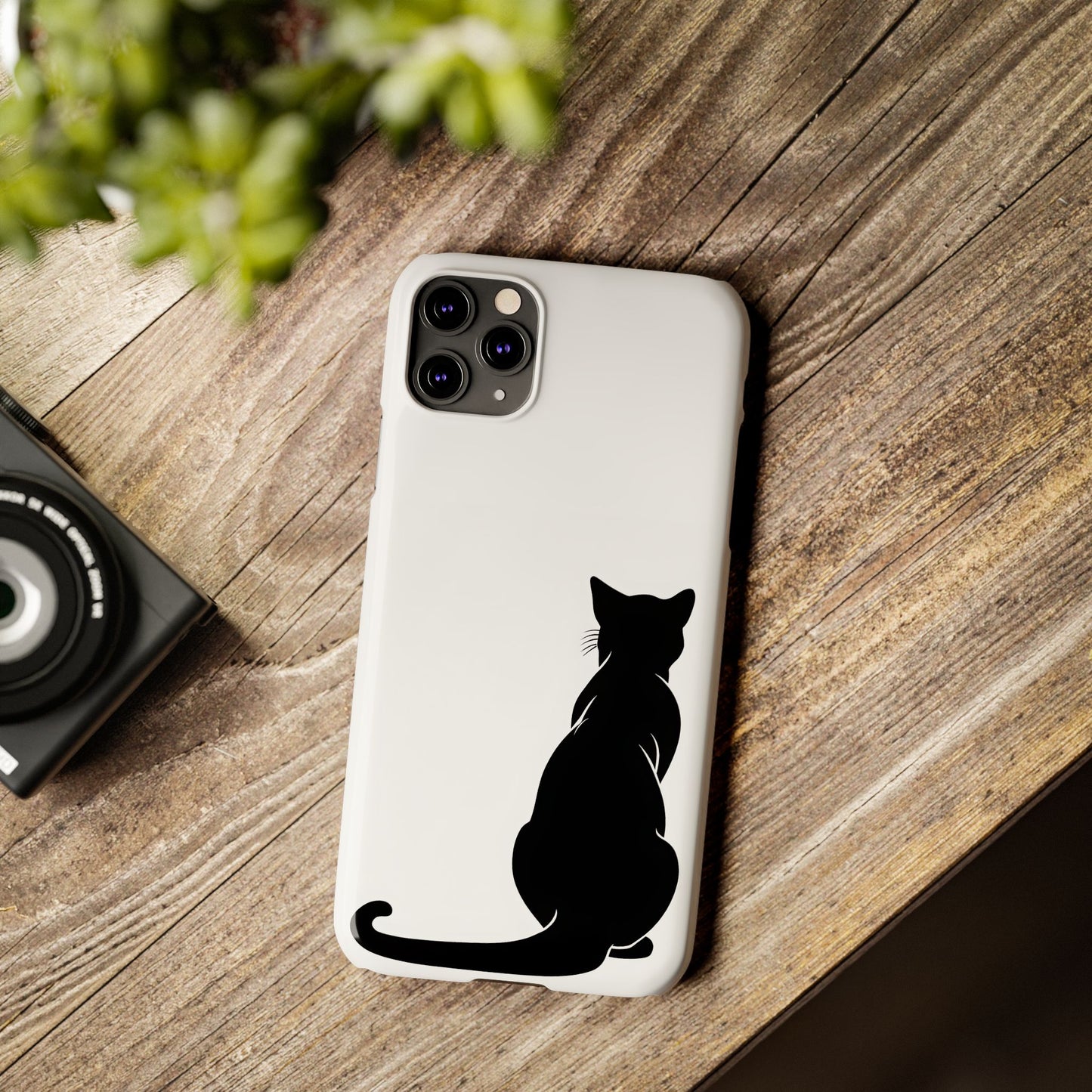 Black Cat Halloween Slim Phone Case Coquette, Creepy Cute Gift for Her, Goth Coquette Spooky Case, Compatible with iPhone, Galaxy, Google