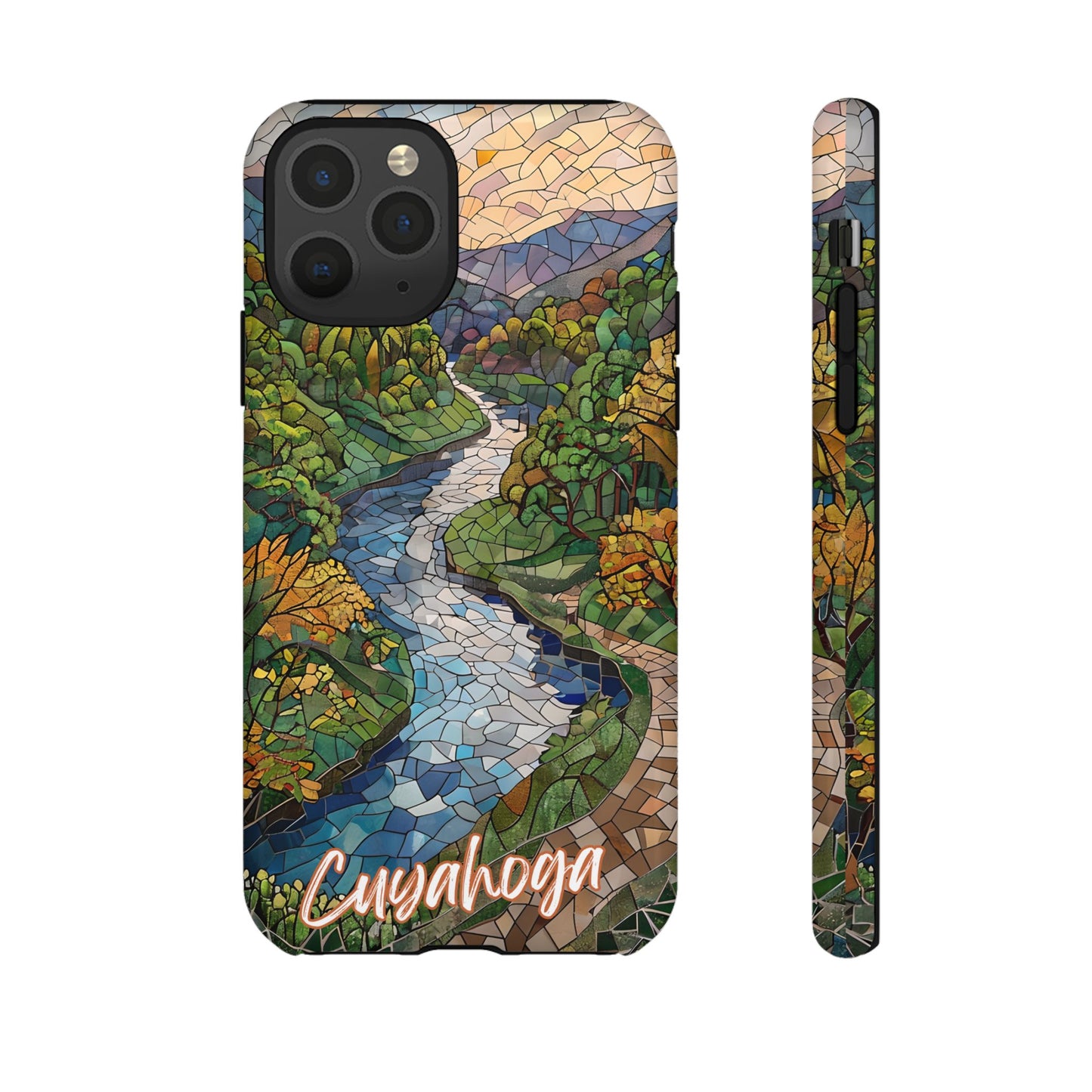 Cuyahoga Valley Mosaic Tough Phone Case - Midwest Forest Art, Scenic Nature Aesthetic, Compatible with iPhone, Galaxy, and Google Phones