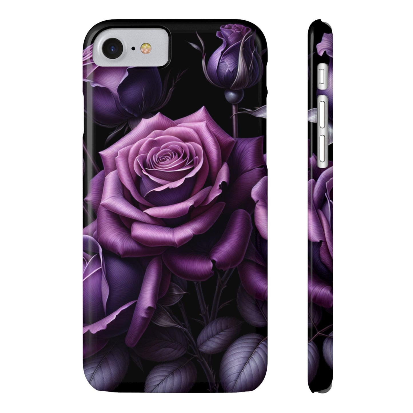 Purple Rose Slim Phone Cases, Floral Phone Cover, Elegant Smartphone Case, Gift for Her, Mother's Day Accessories