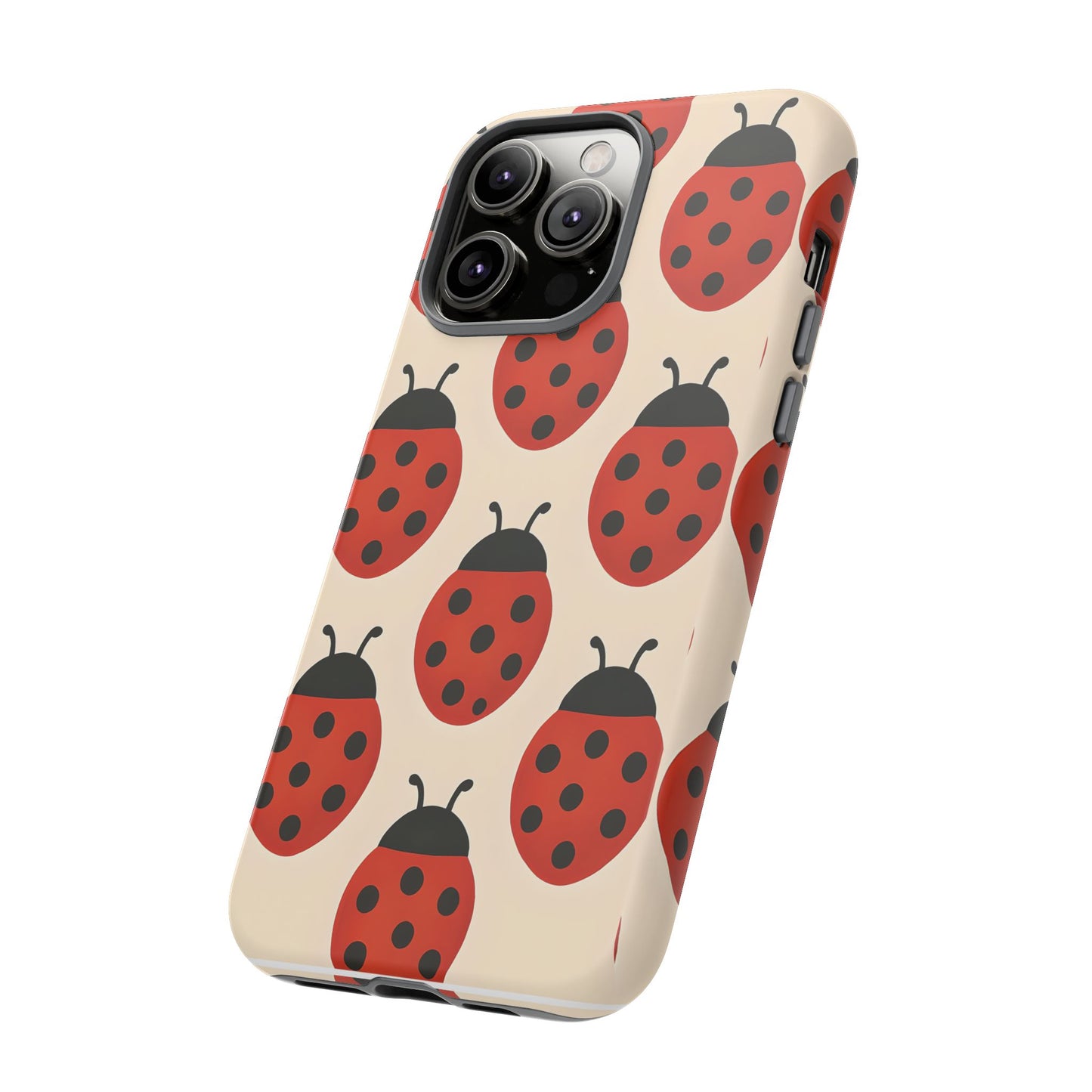 Cute Ladybug Tough Phone Case - Red and Black Insect Pattern, Nature-Inspired Design, Compatible with iPhone, Galaxy, and Google Phones