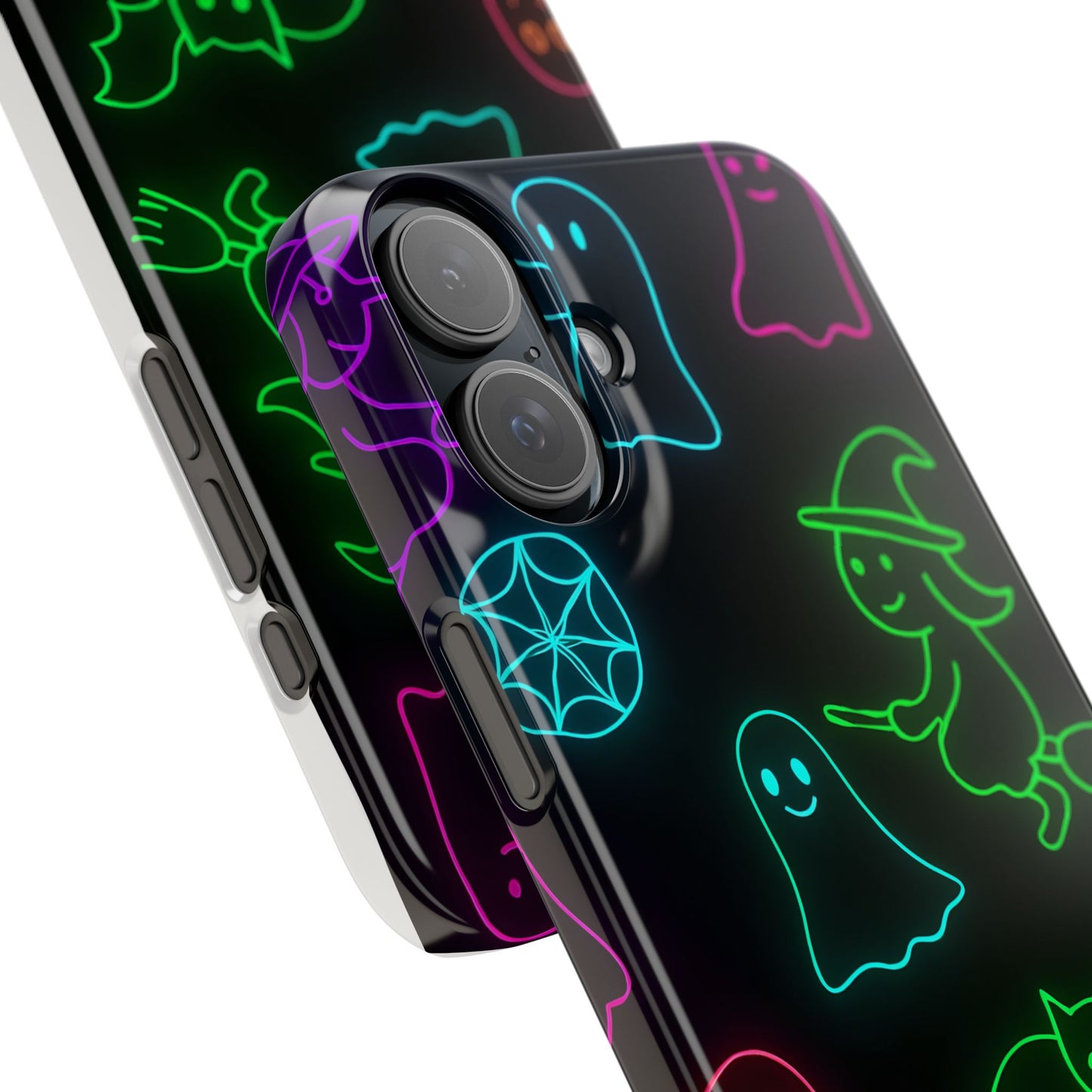 Neon Halloween Phone Case, Cute Ghost Witch Aesthetic Slim Phone Case, Compatible with iPhone, Galaxy, Google