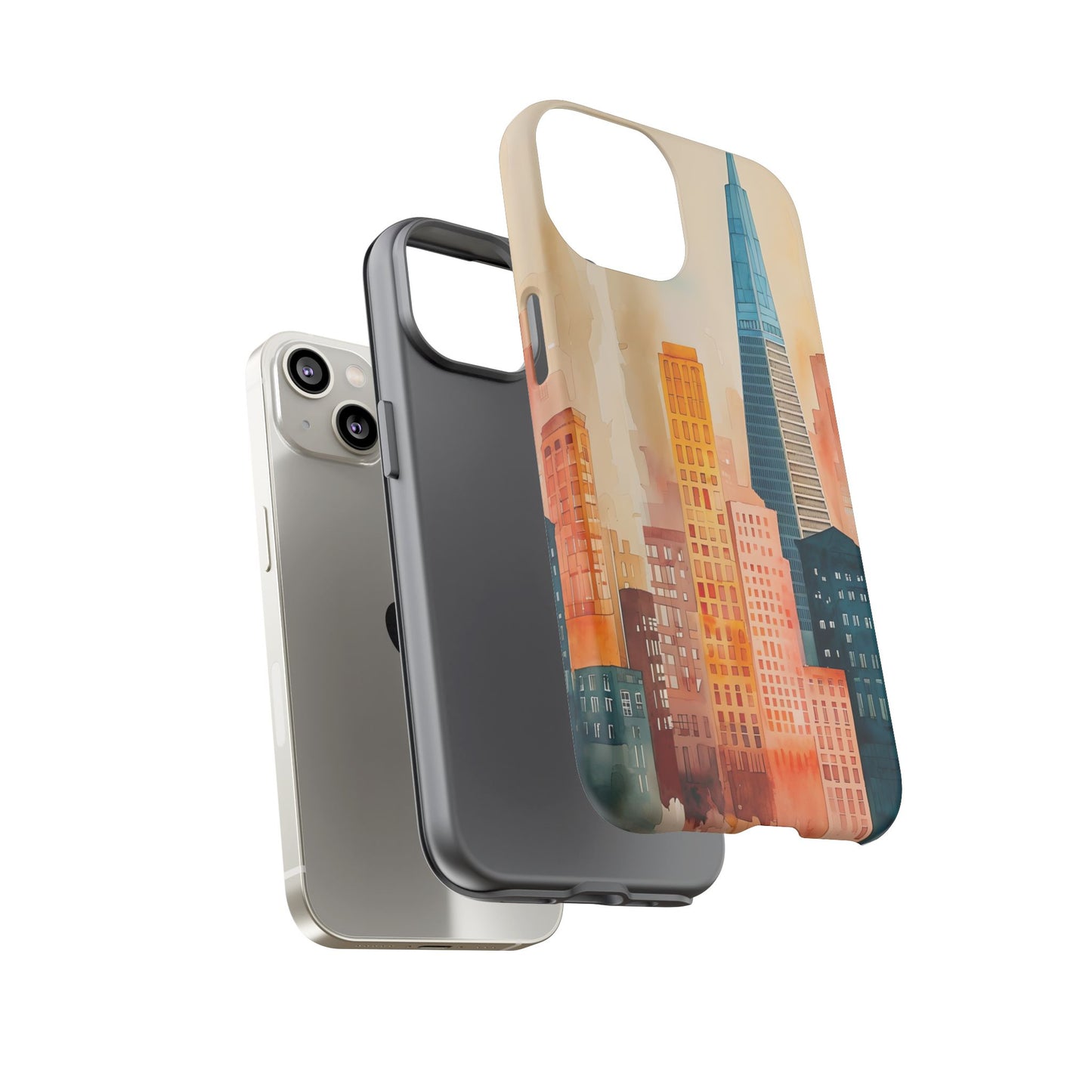 San Francisco Cityscape Tough Phone Case - Tropical Skyline Aesthetic, Sunset Beach Urban Art, Compatible with iPhone, Galaxy, and Google