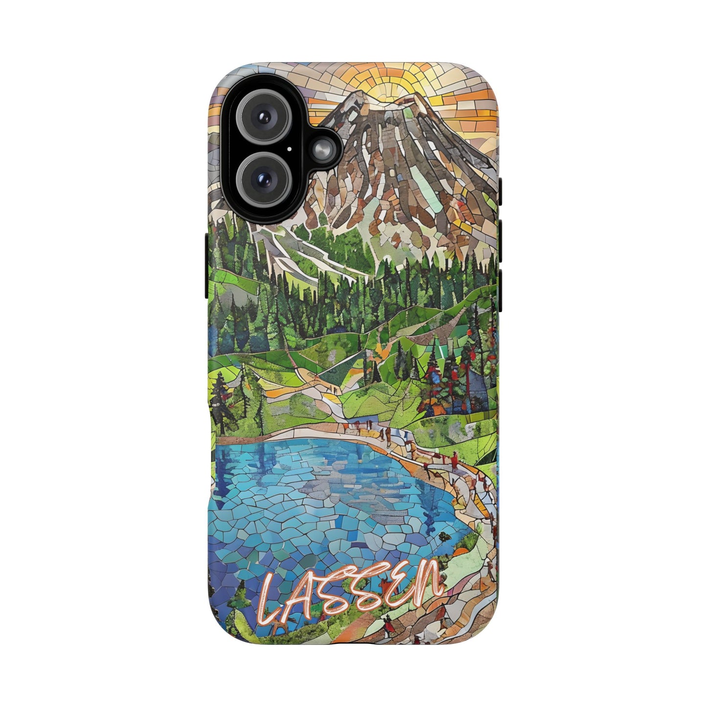 Lassen Volcanic National Park California Phone Case, Mosaic Phone Case, Mountain Nature Art, National Park Gift, Scenic Forest Phone Cover