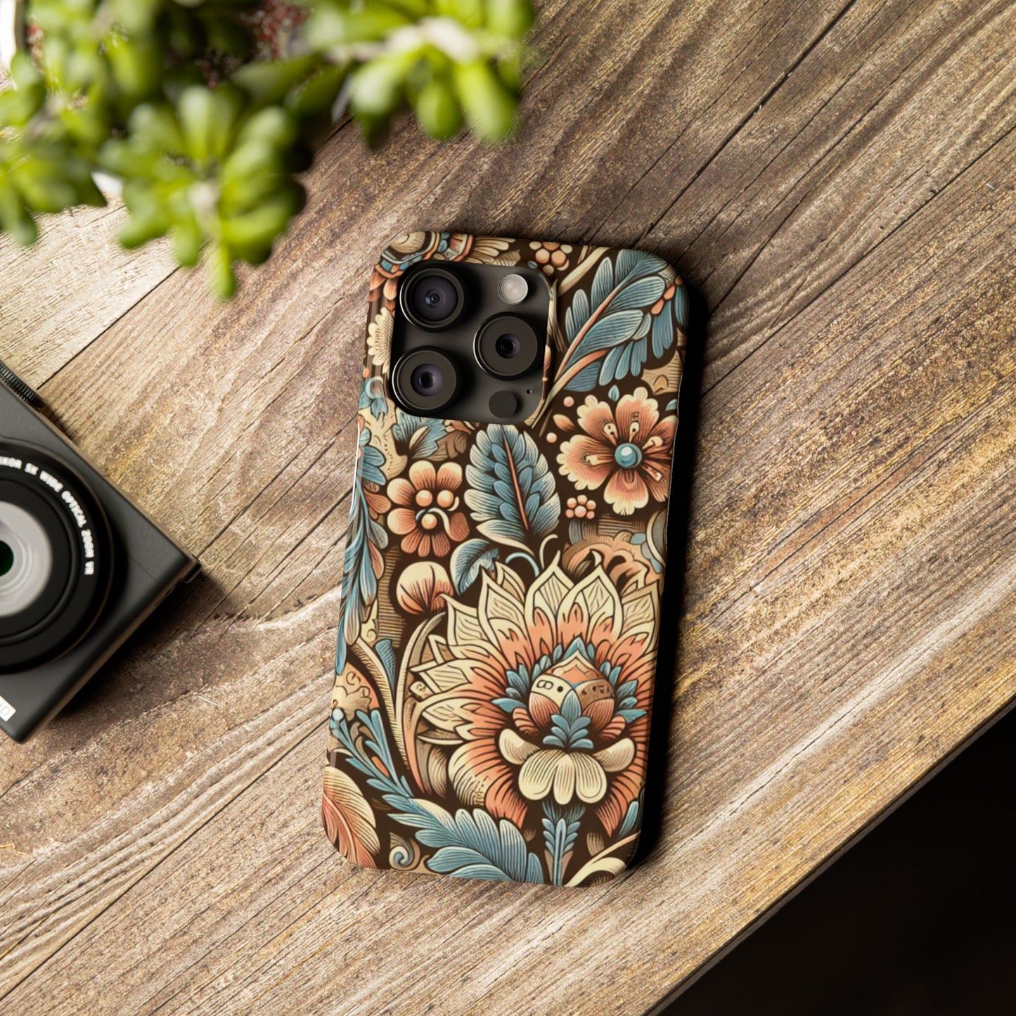 Floral Slim Phone Case, Boho Chic Phone Cover, Stylish Gift for Her, Spring and Summer Accessory, Trendy Phone Protector