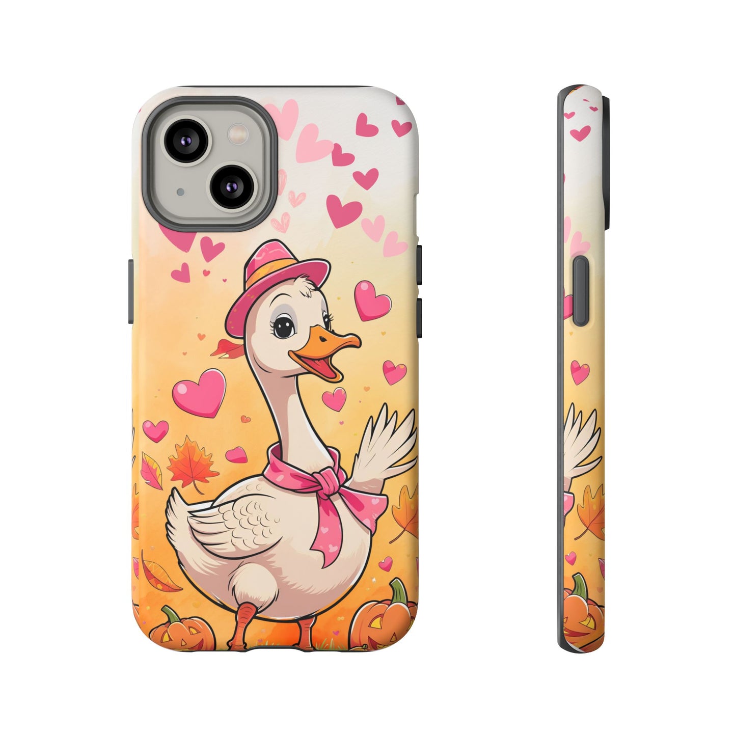 Summerween Silly Goose Phone Case, Coquette Halloween Phone Cover, Cozy Cute Halloween Aesthetic Case, Pink Hearts Fall Glam Girl Accessory