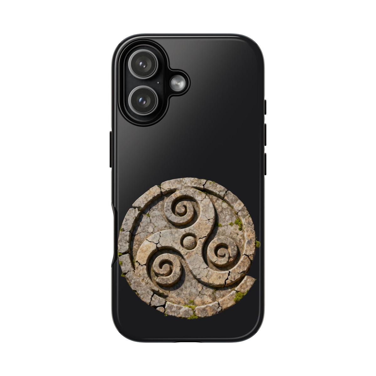 Stone Triskelion Tough Phone Case Ancient Celtic Spiral Irish Symbol Compatible with iPhone 17 16 15 14 13 Galaxy Google