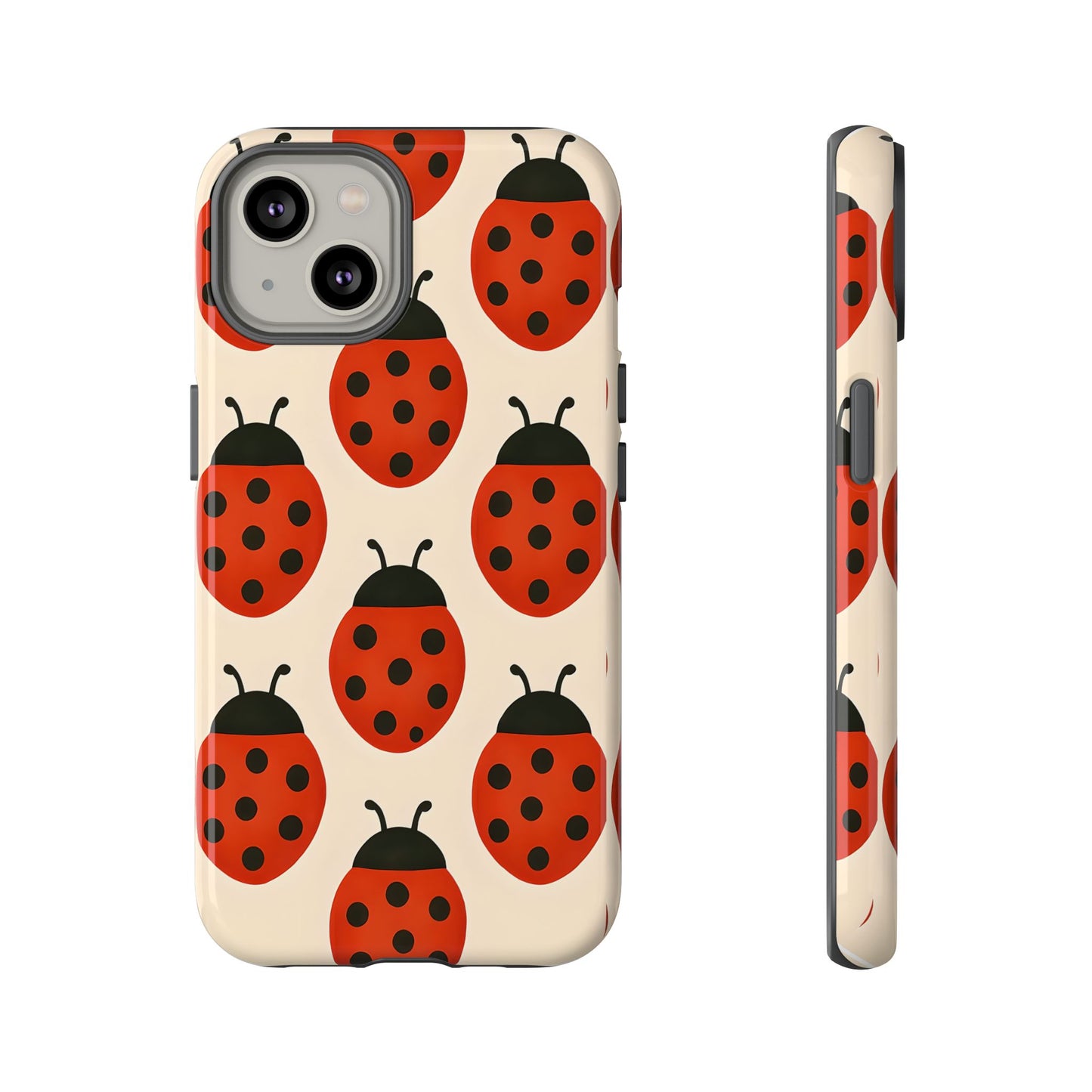 Cute Ladybug Tough Phone Case - Red and Black Insect Pattern, Nature-Inspired Design, Compatible with iPhone, Galaxy, and Google Phones