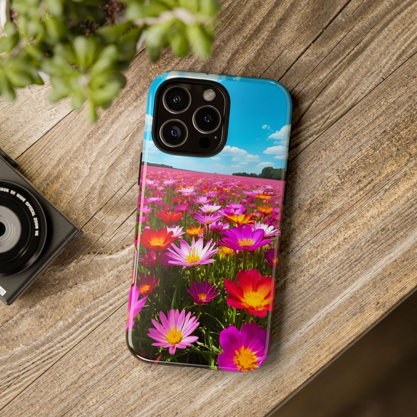 Flower Field Tough Phone Case - Wildflower Meadow Print, Colorful Nature Aesthetic, Compatible with iPhone, Galaxy, and Google Phones