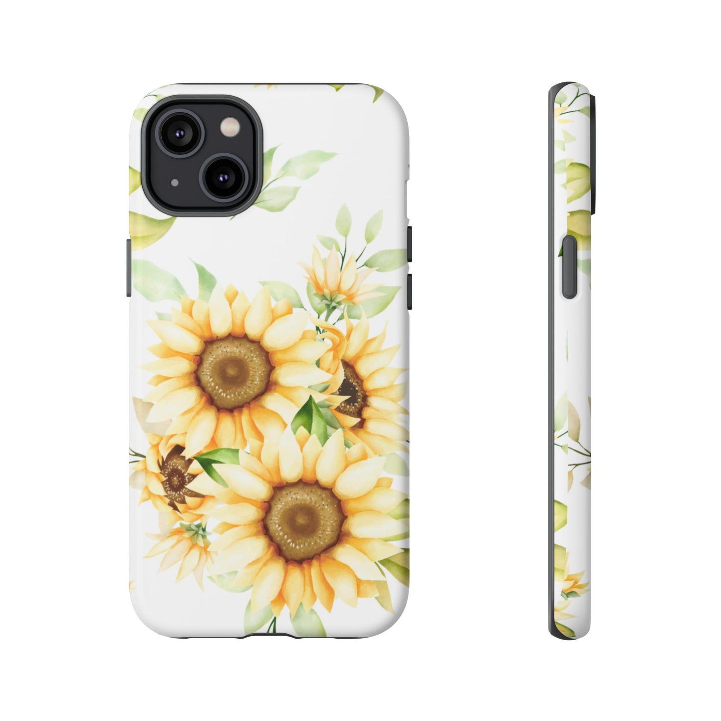 Sunflower Floral Tough Phone Case - Watercolor Botanical Art, Bright Nature Aesthetic, Compatible with iPhone, Galaxy, and Google Phones