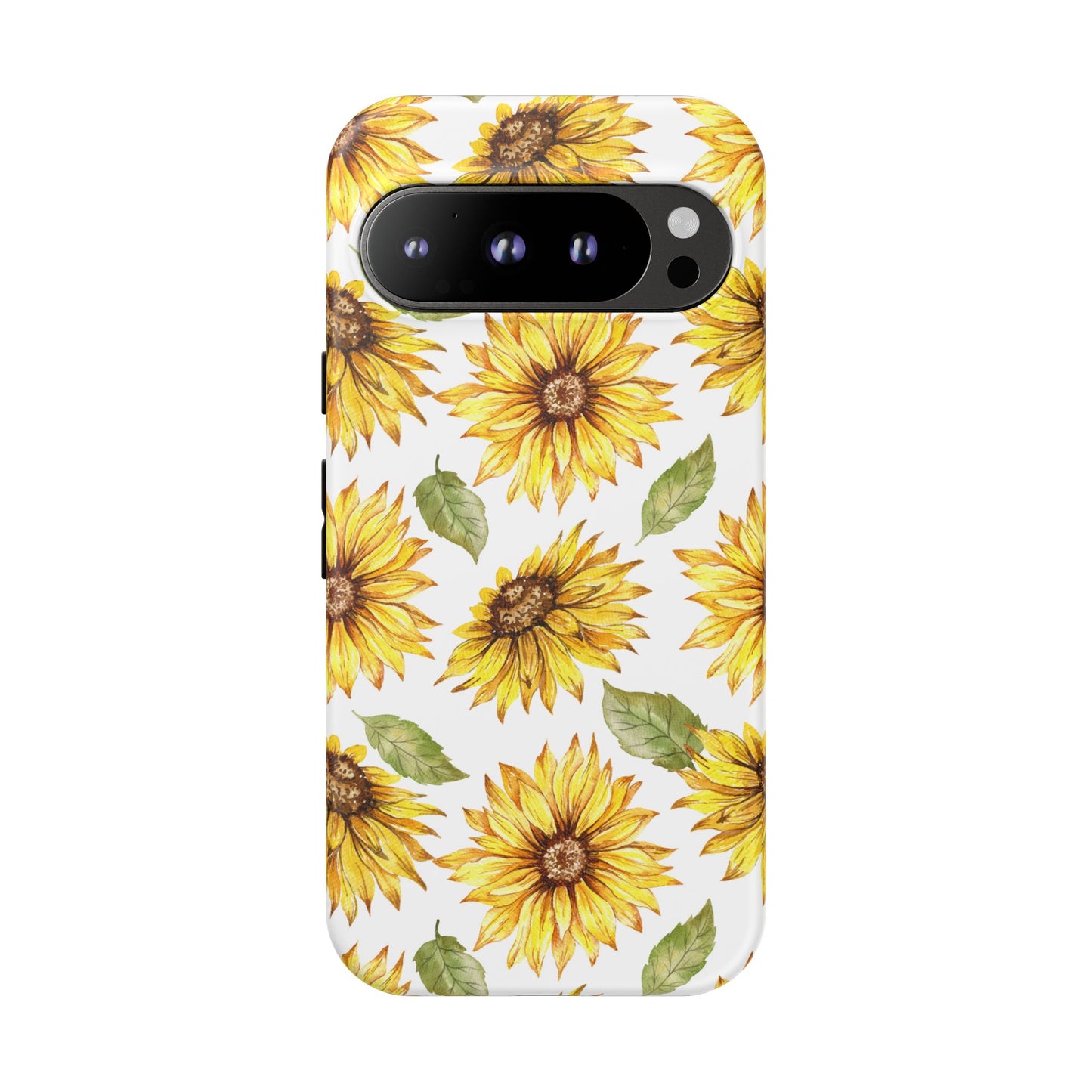Sunflower Floral Tough Phone Case - Watercolor Botanical Print, Bright Nature Aesthetic, Compatible with iPhone, Galaxy, and Google Phones