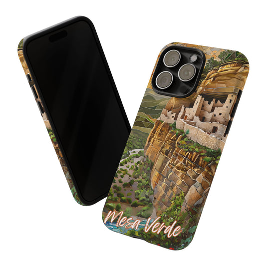Mesa Verde Mosaic Tough Phone Case, Ancient Cliff Dwelling Design, National Park Aesthetic Compatible with iPhone, Galaxy, and Google Phones