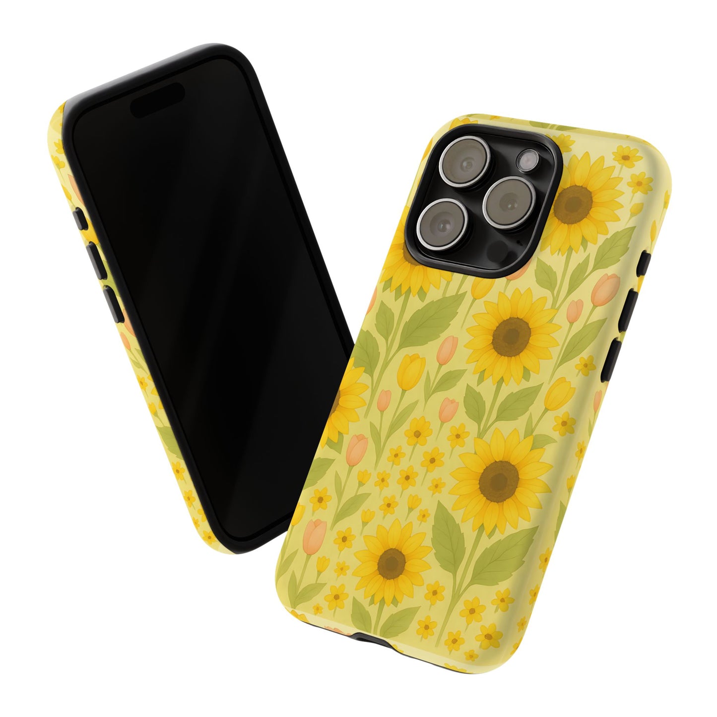 Sunflower Floral Phone Case, Watercolor Botanical Print, Aesthetic Tough Phone Case, Compatible with iPhone, Galaxy, Google
