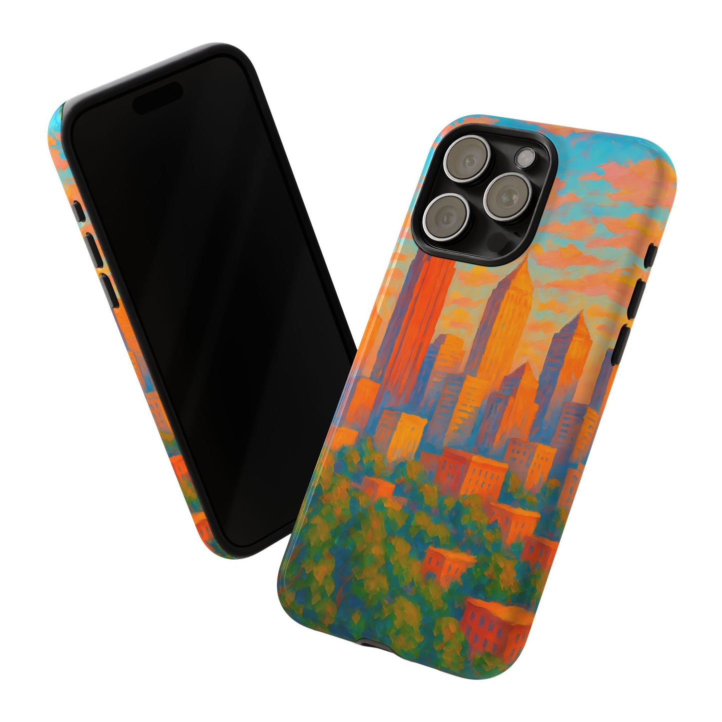 Cityscape Tough Phone Case, Atlanta Skyline Phone Cover, Sunset Glow Design Compatible with iPhone, Galaxy & Google