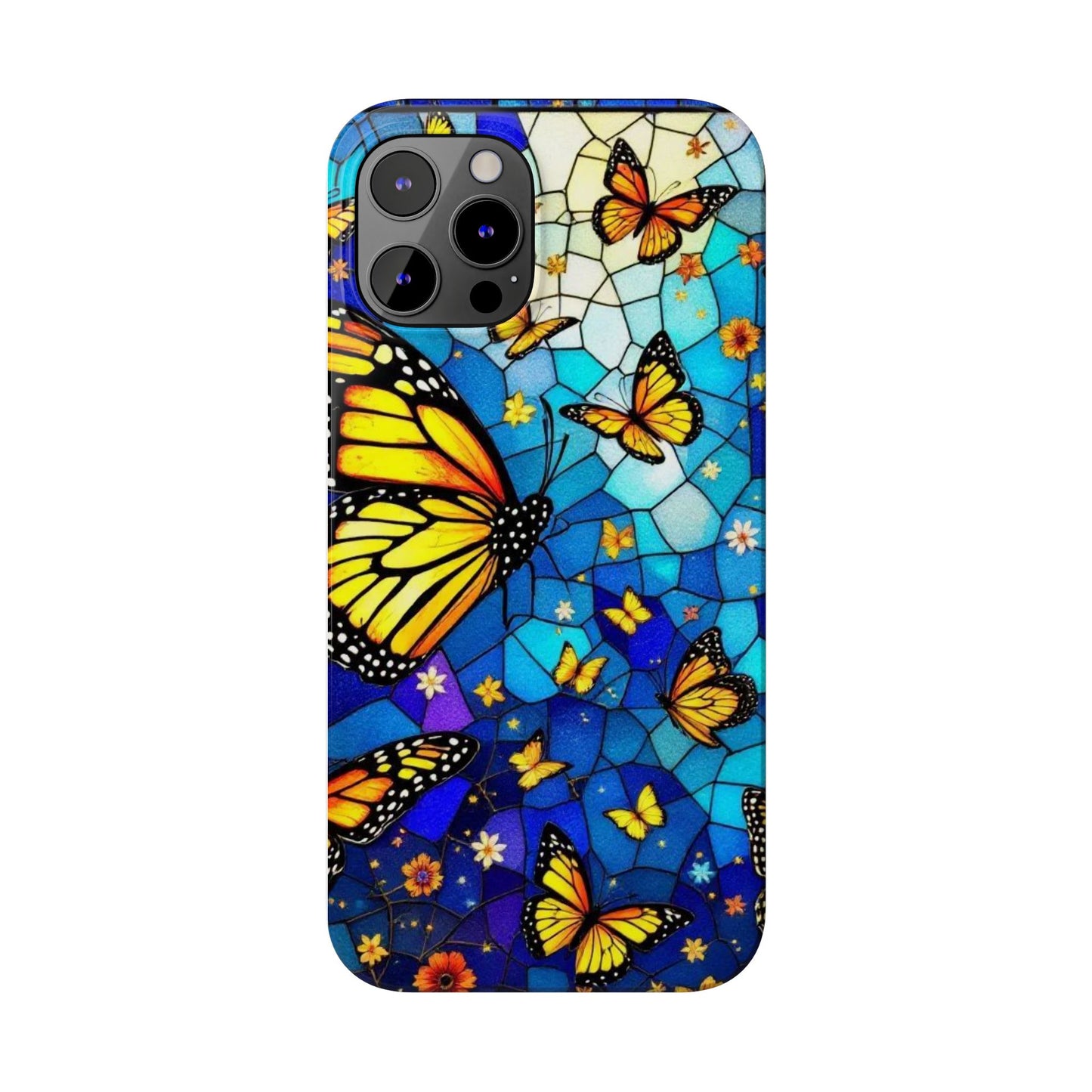 Butterfly Garden Slim Phone Case - Colorful Floral Design, Gift for Nature Lovers, Birthday Surprise, Eco-Friendly, Summer Vibes
