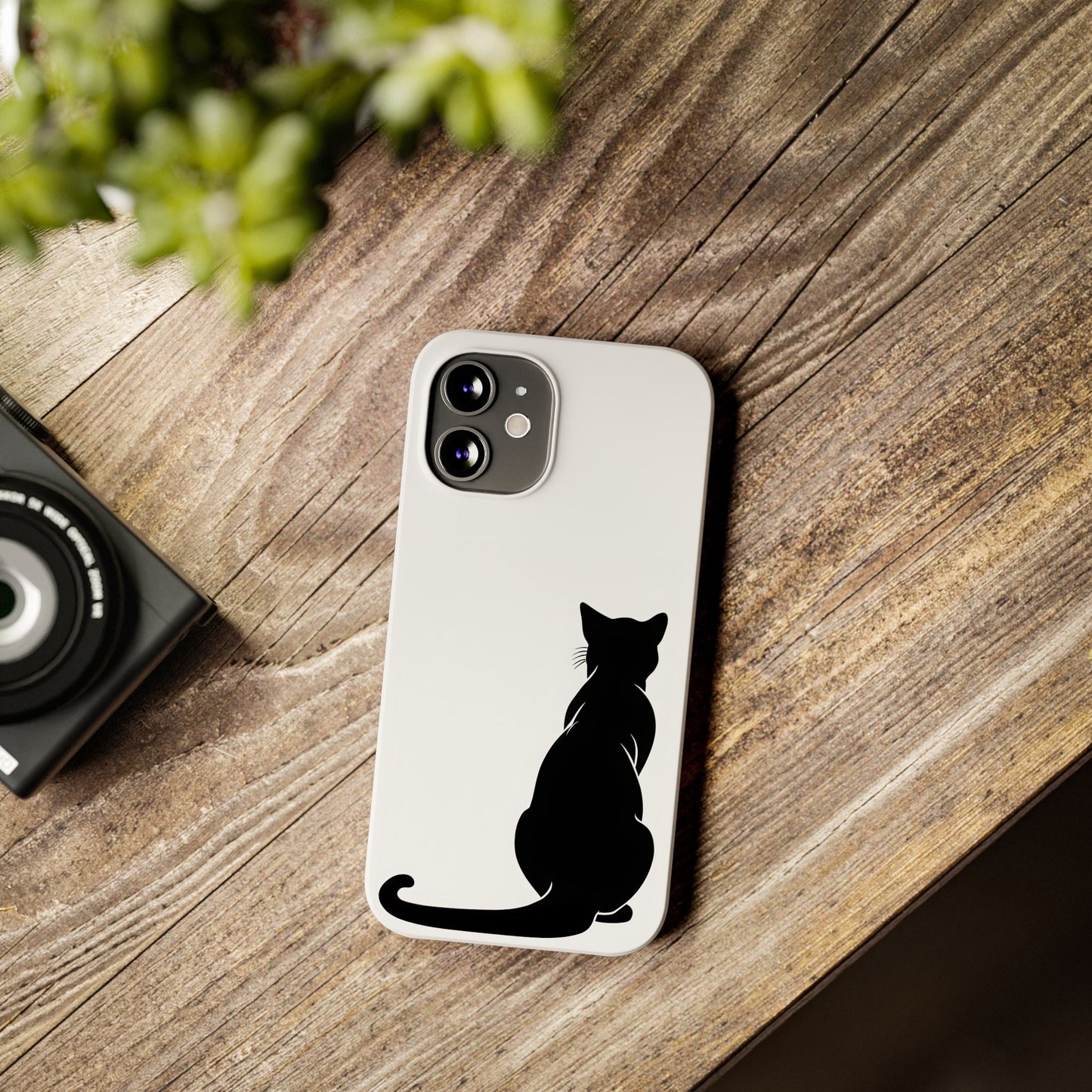 Black Cat Halloween Slim Phone Case Coquette, Creepy Cute Gift for Her, Goth Coquette Spooky Case, Compatible with iPhone, Galaxy, Google